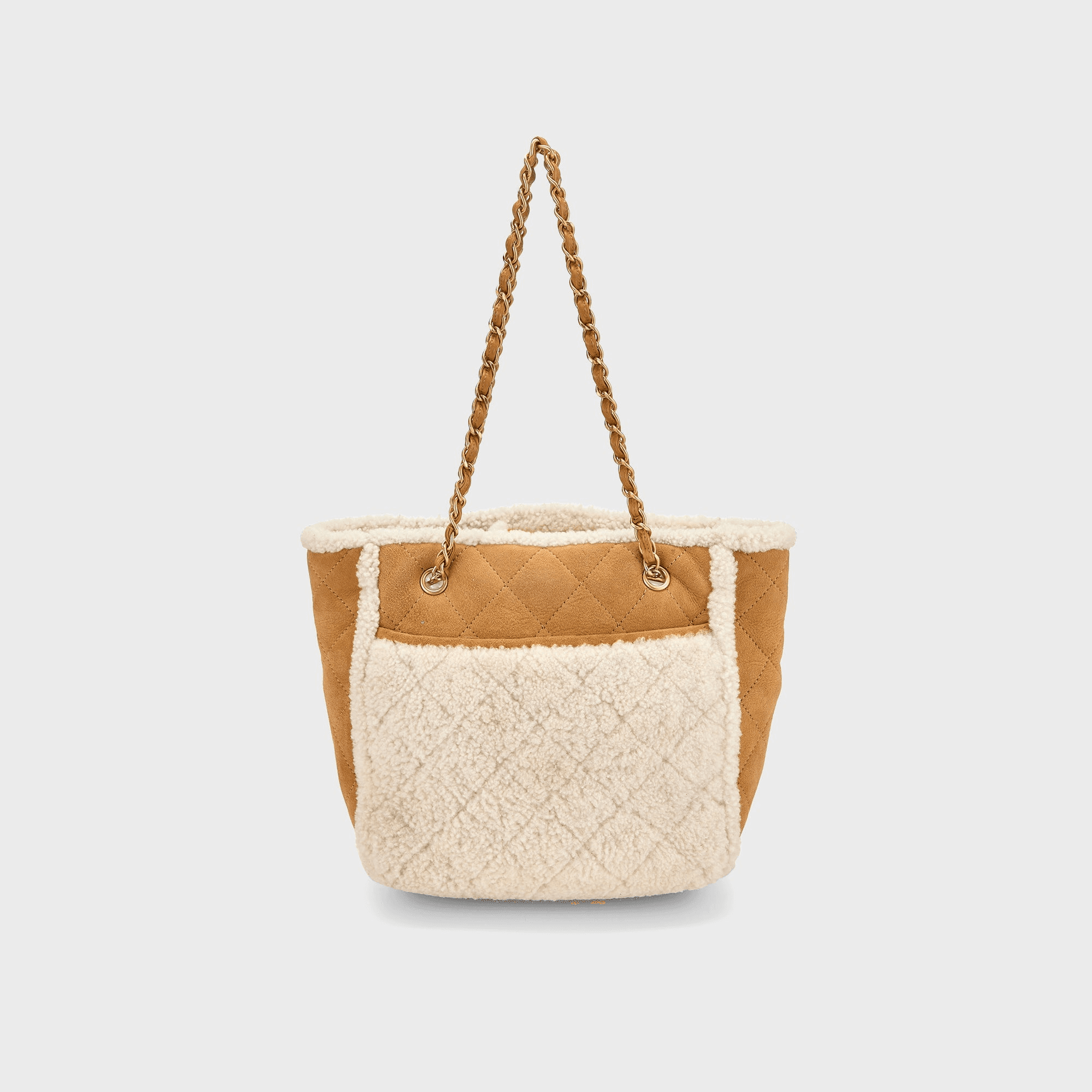 WGACA Chanel Shearling Coco Neige Shopping Tote Small - Brown — Image 3