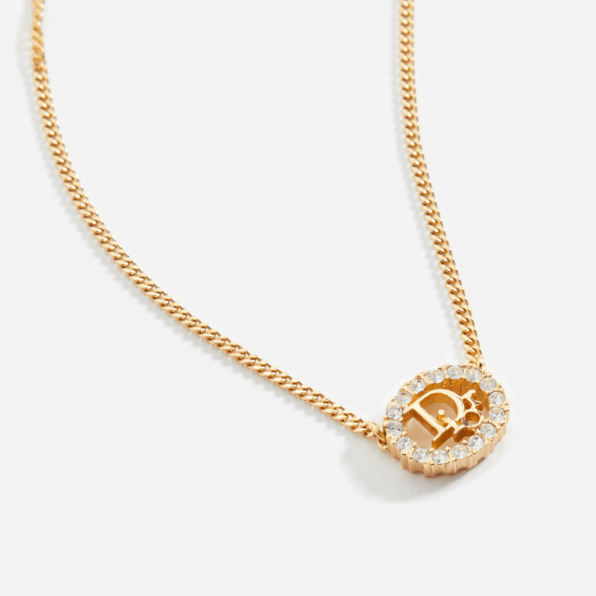 WGACA Dior Crystal CD Oval Necklace - Gold — Image 2