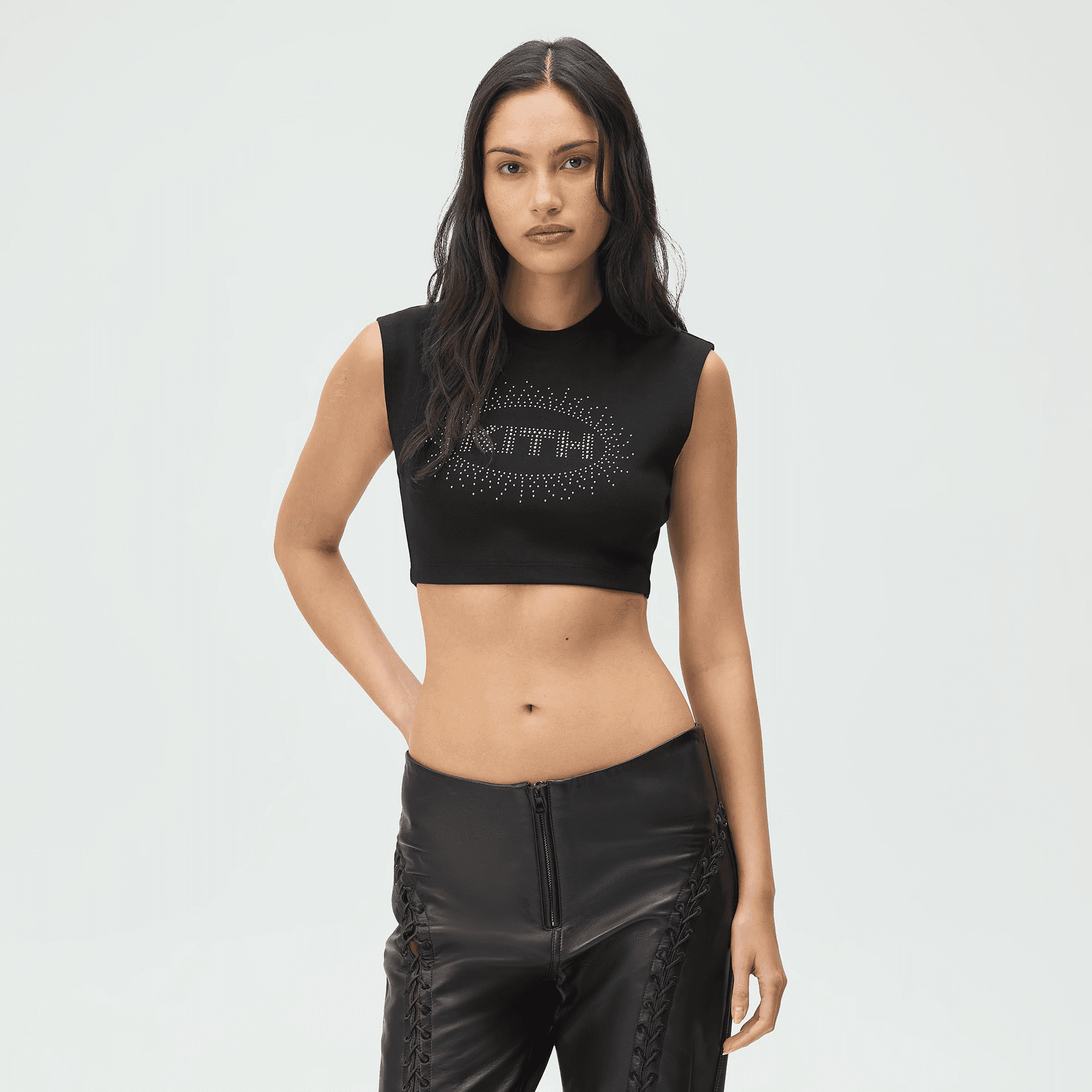 Lisa for Kith Women Carsyn Cropped Muscle Tank - Black — Image 4