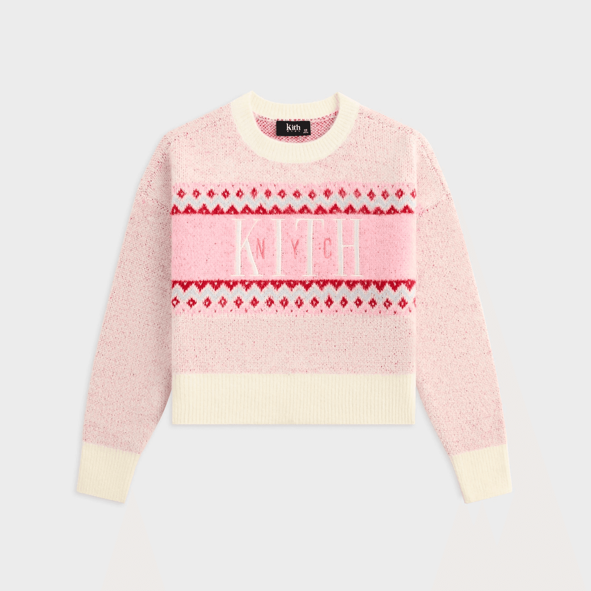 Kith Kids Novelty Fair Isle Cropped Nelson Sweater - Frosty Rose — Image 5