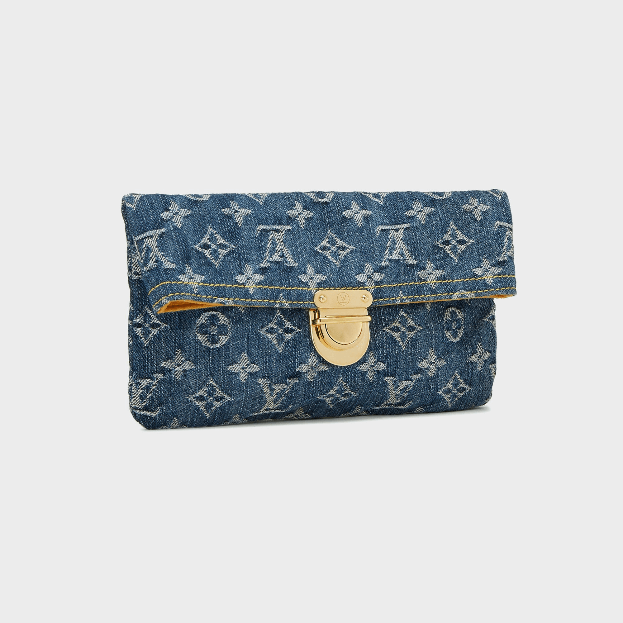 WGACA Louis Vuitton Denim Pochette Plate Clutch - Blue — Image 3