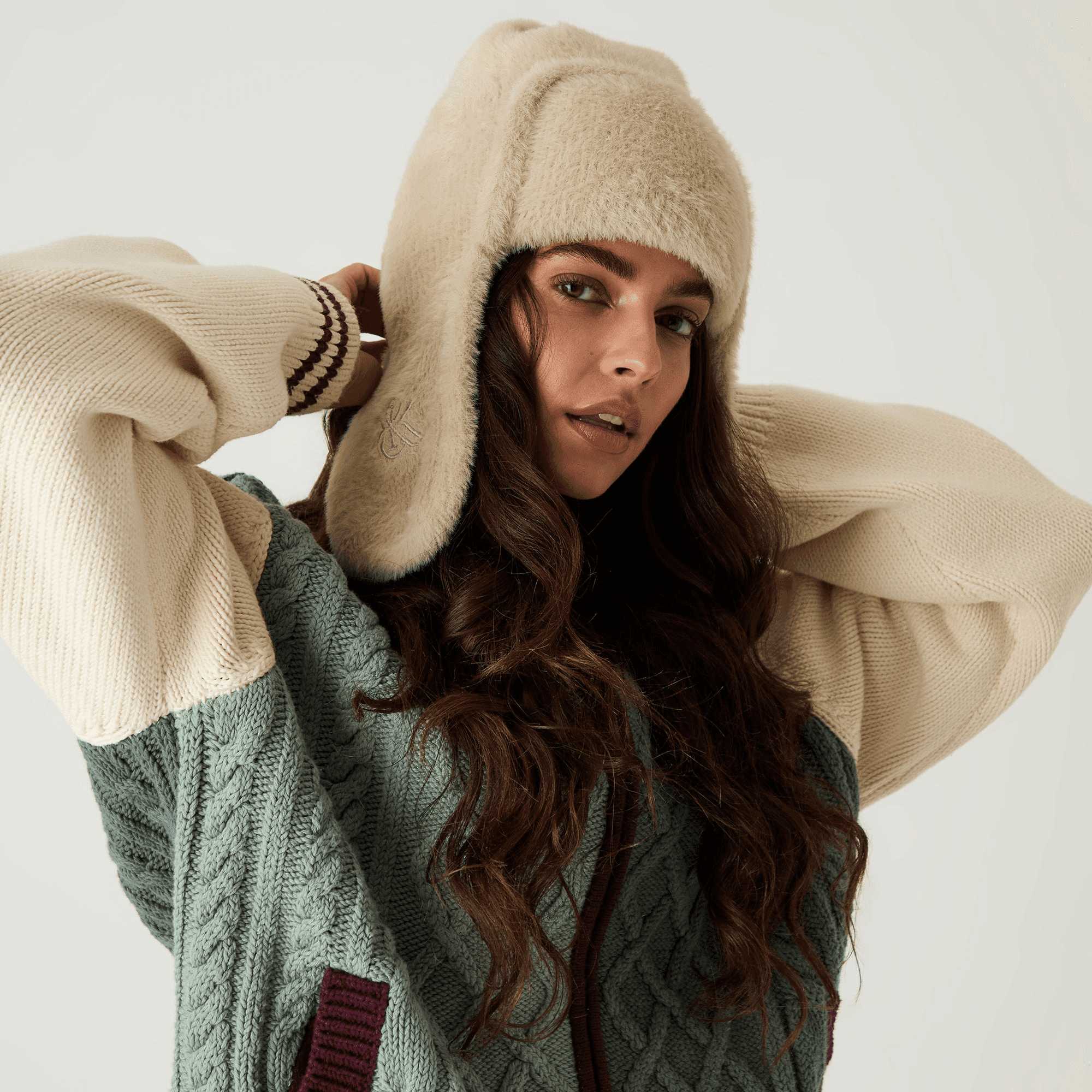 Kith Women Mohair Earflap Beanie - Oat — Image 3