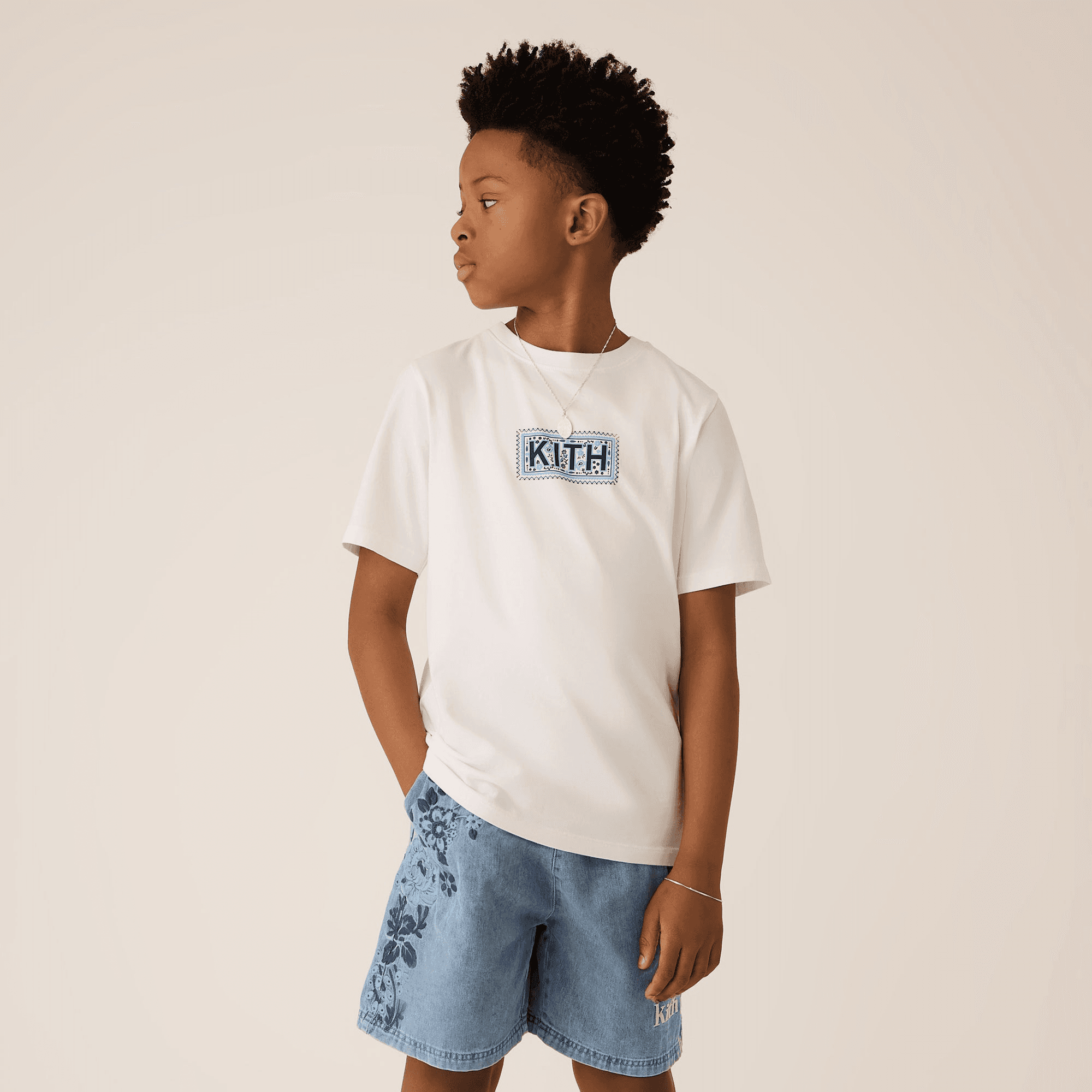 Kith Kids Floral Paisley Chambray Apollo Short - Kent Light Wash — Image 5