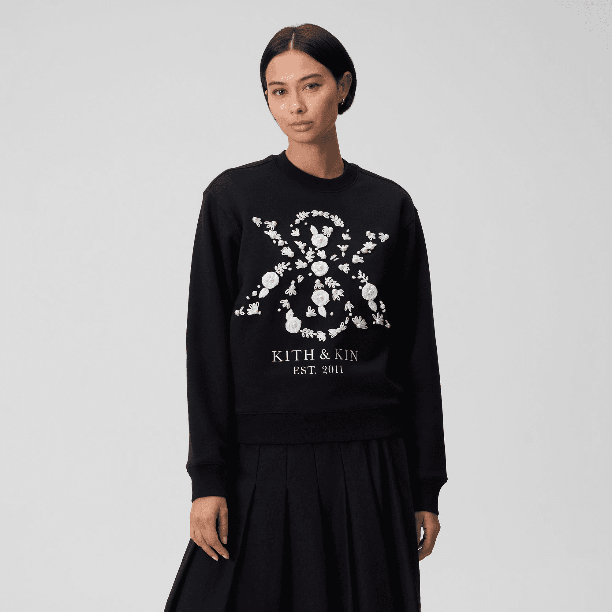 Kith Women Ashwin Pearl Crest Crewneck - Black — Image 4