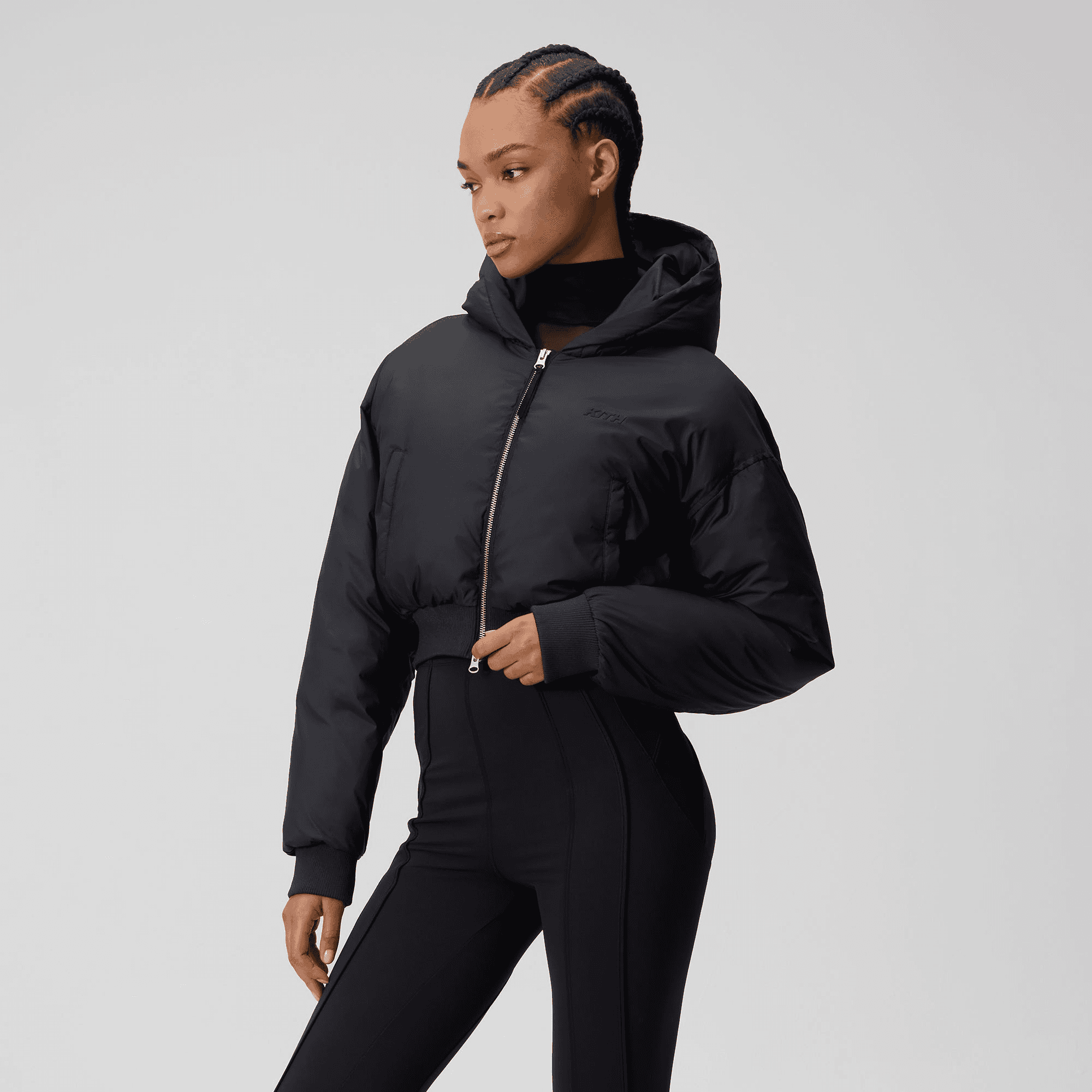 Kith Women Bex Cropped Nylon Puffer - Black — Image 4