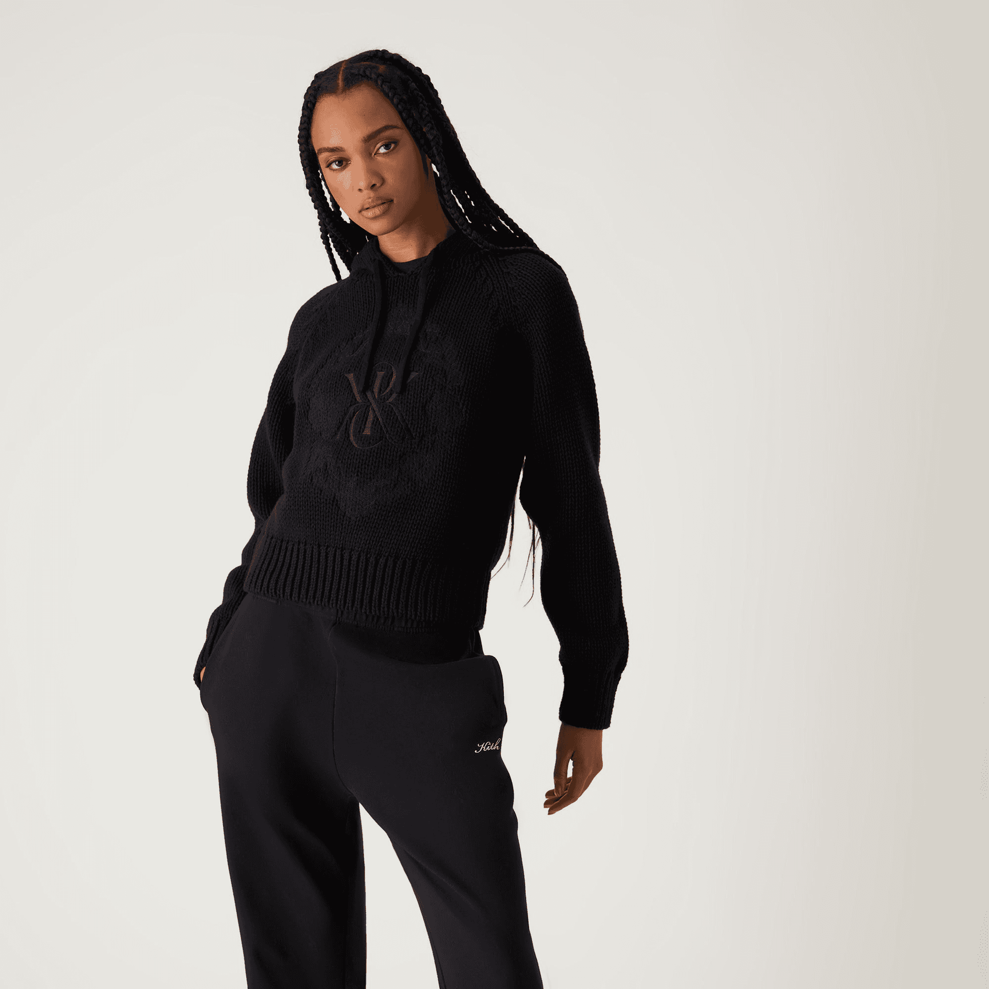 Kith Women Celyse Crest Sweater Hoodie - Black — Image 5