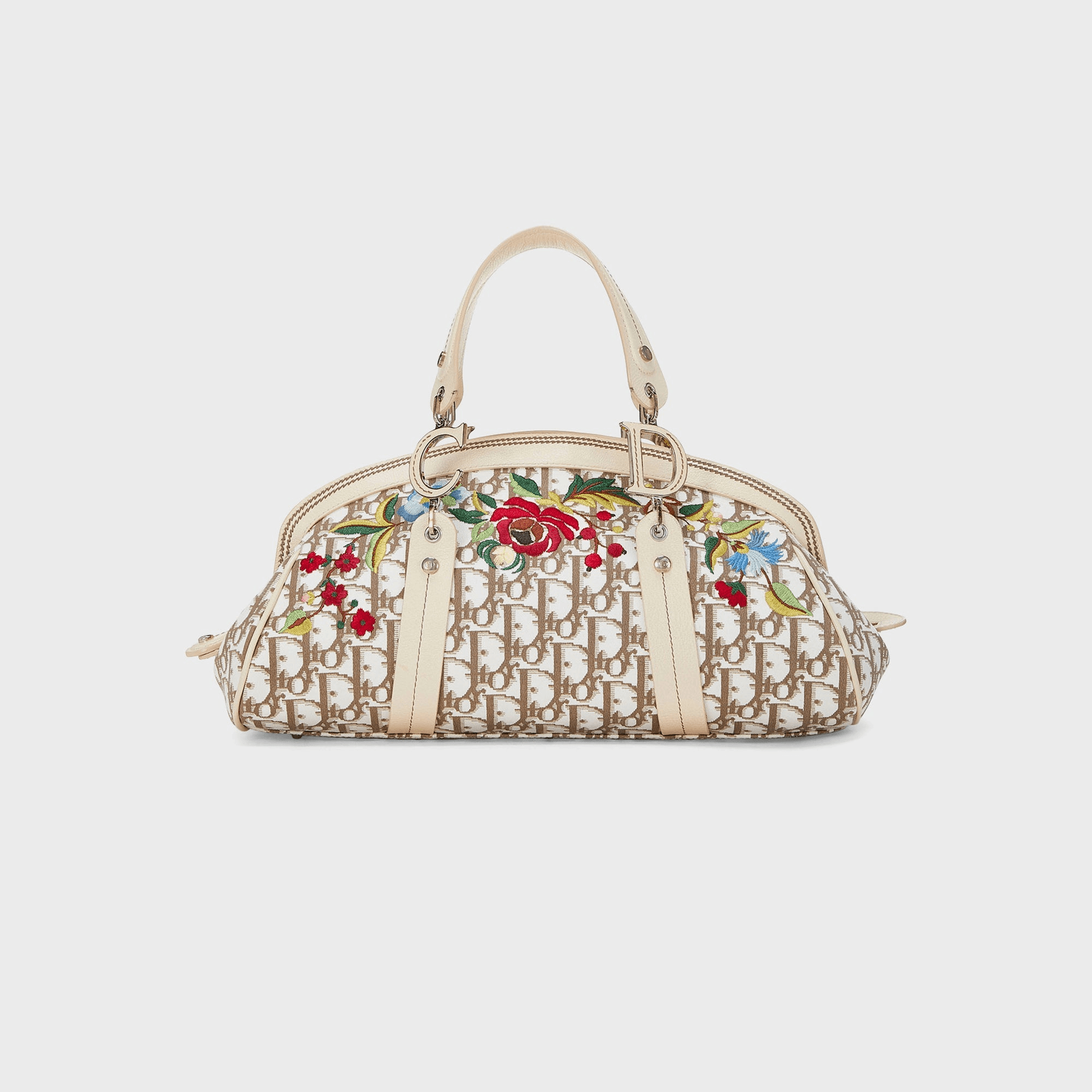 WGACA Dior Embroidered Floral Handbag Small - Beige