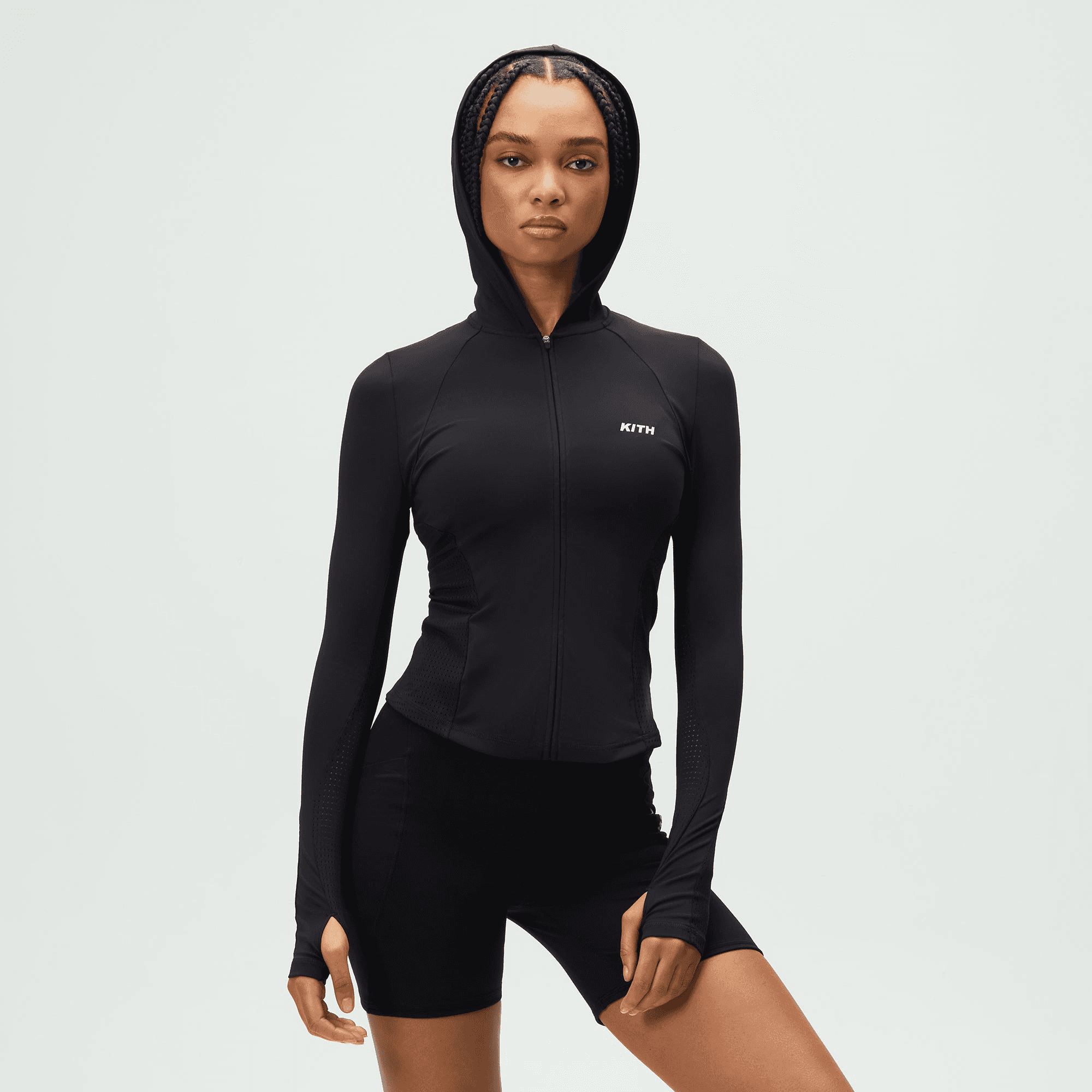 Kith Women Alyza Paneled Zip Hoodie - Black — Image 4