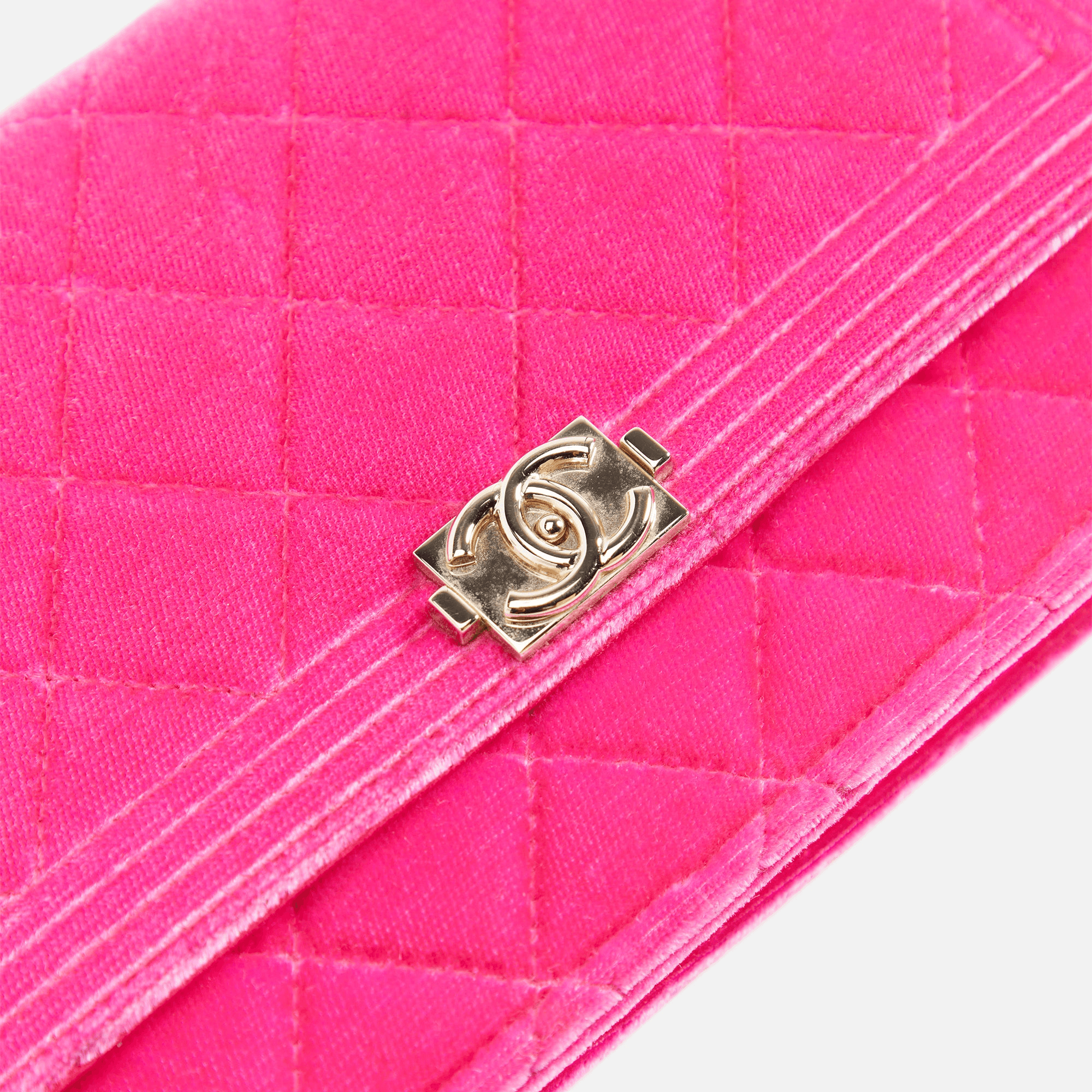 WGACA Chanel Velvet Boy Wallet on Chain - Pink — Image 2