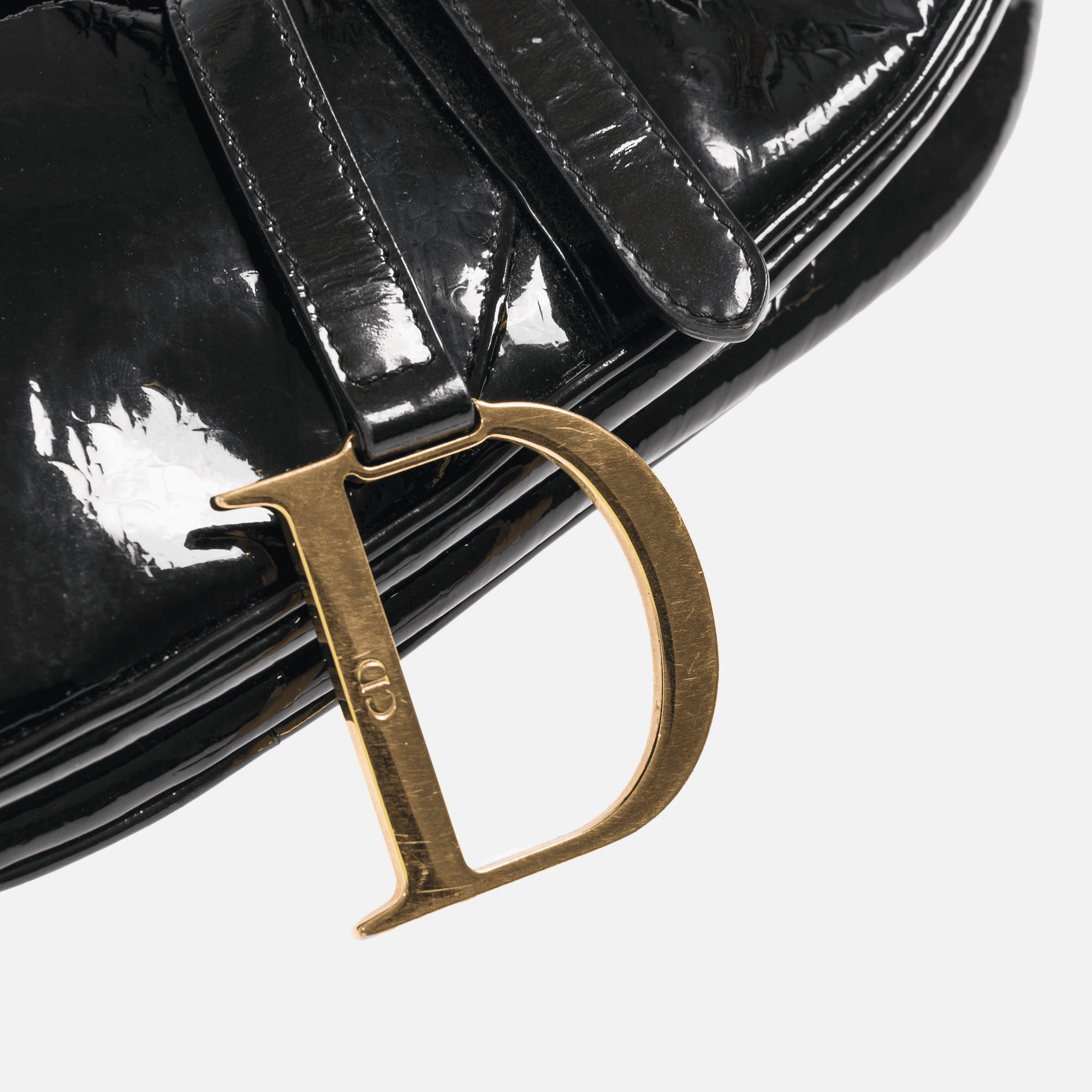 Dior Oblique Saddle Bag -  Black Patent — Image 3
