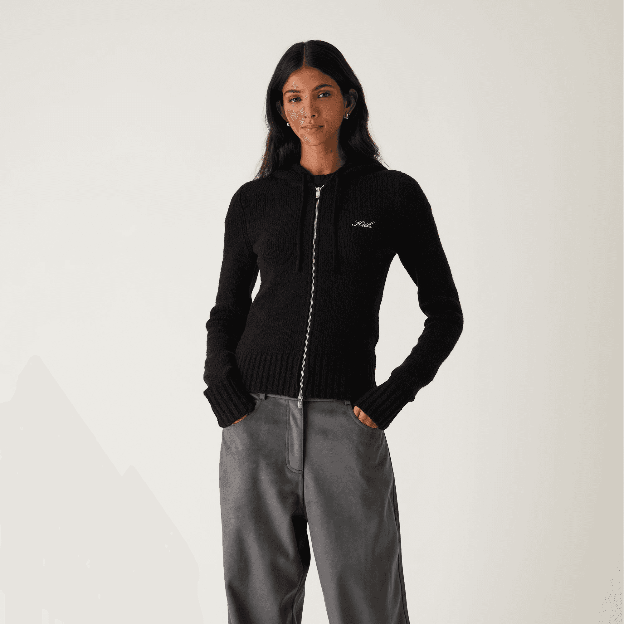 Kith Women Faryn Hooded Zip Sweater - Black — Image 5