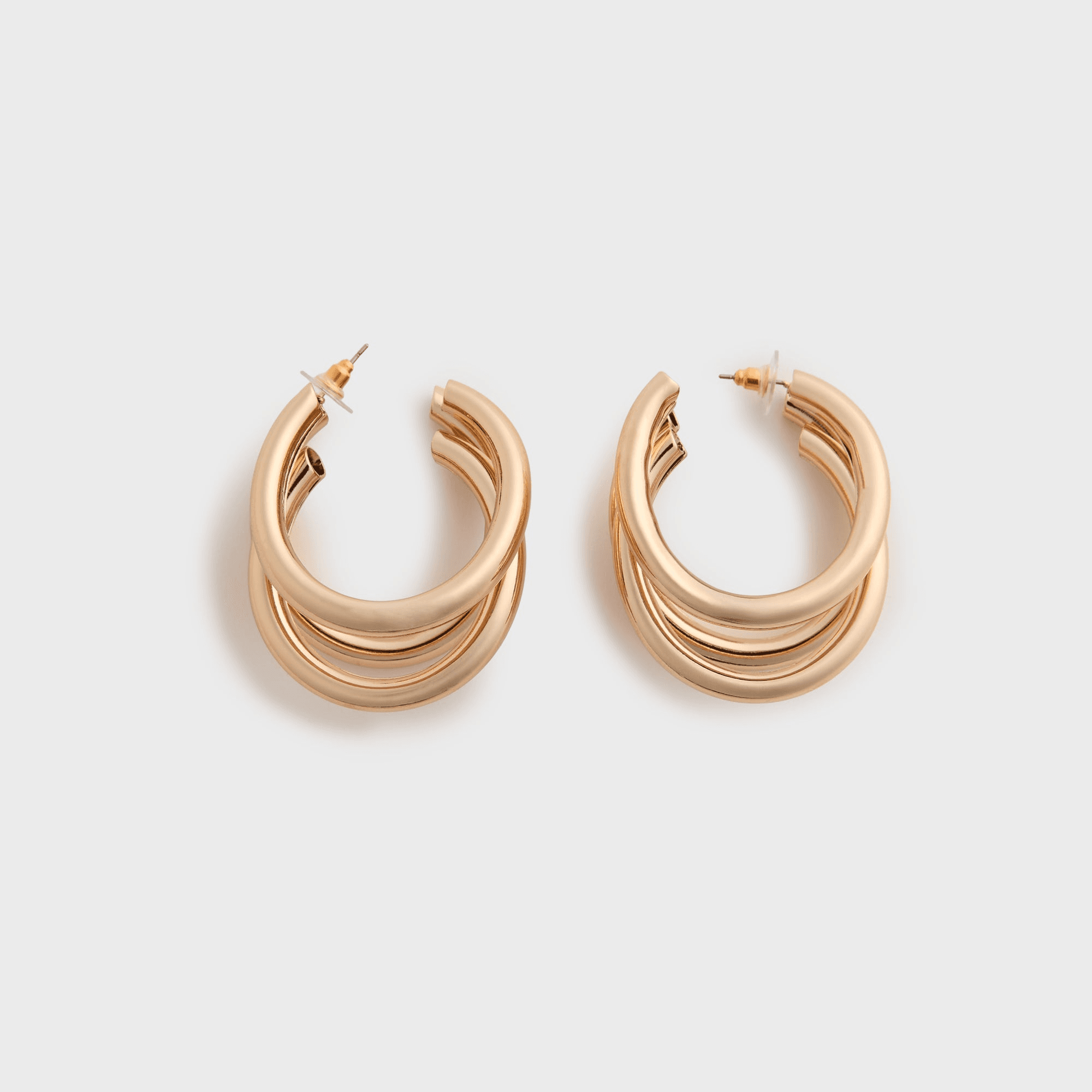 HONEY HALO Aria Triple Hoop Fan-Form Earrings - Gold - Image 1