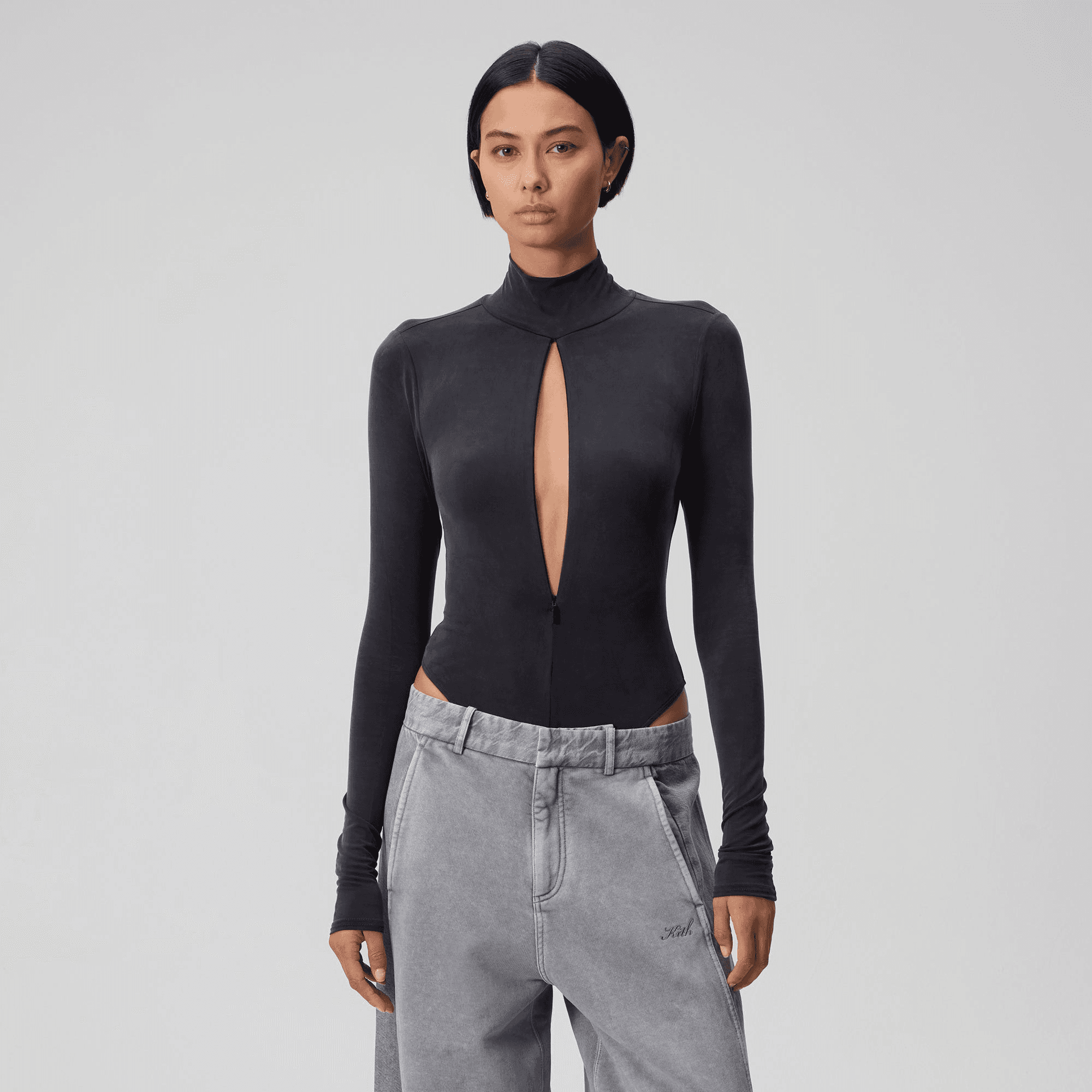 Kith Women Alexis Zip Front Bodysuit - Black — Image 4