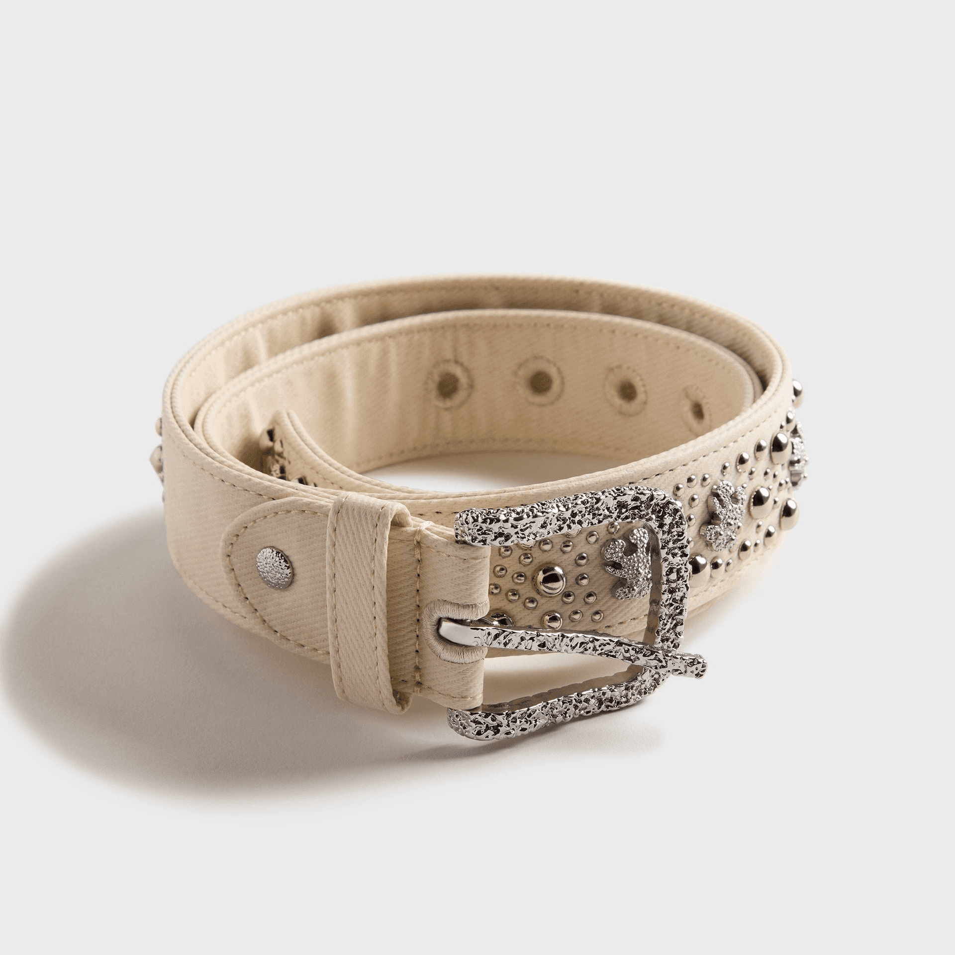 Veneda Carter Teddy Studded Belt - Off White — Image 3