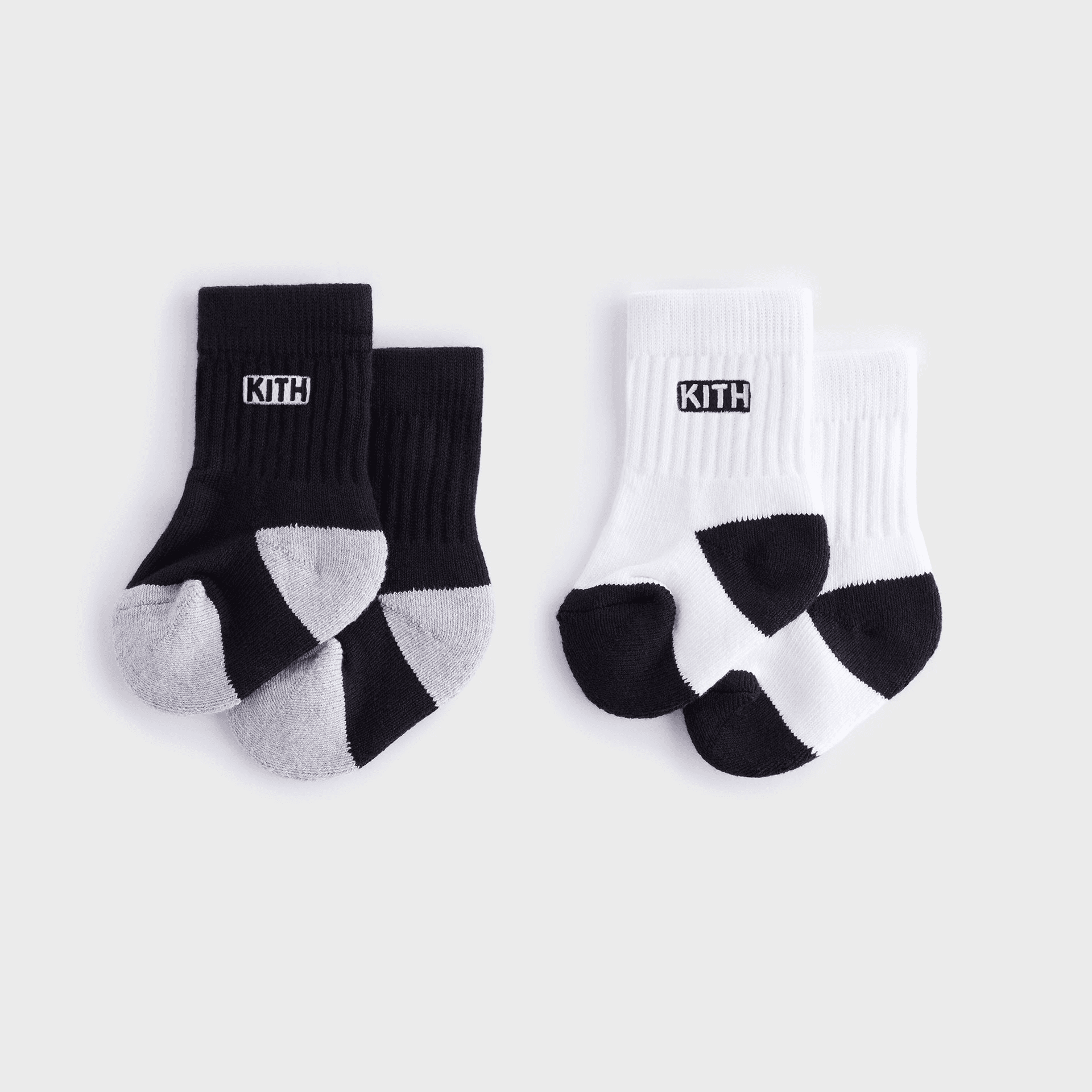 Kith Baby Classic Crew 2-Pack Socks - White / Black — Image 2