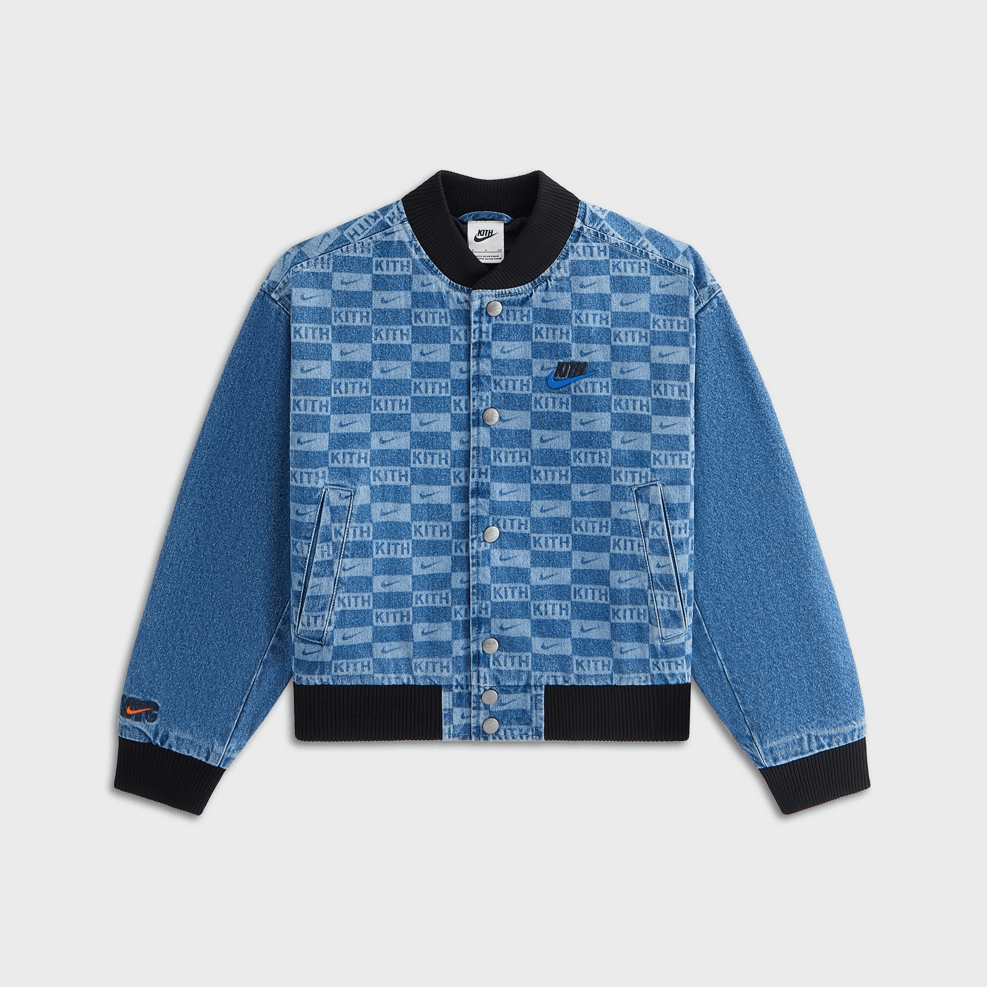 Kith Kids for Nike Denim Laser Etched Varsity Jacket - Mystic Navy — Image 5