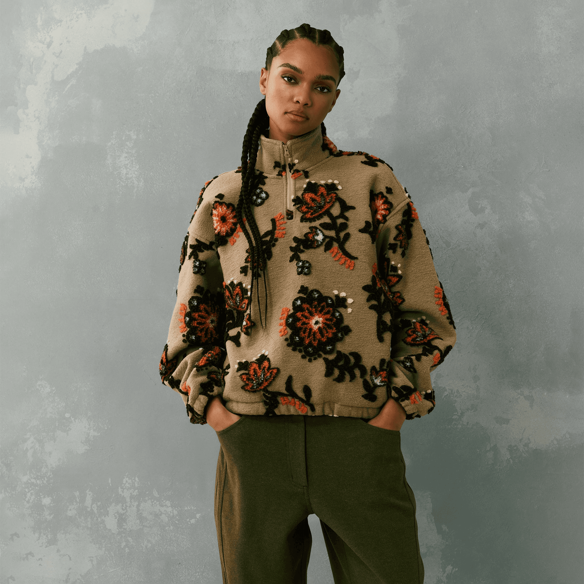 Kith Women Hunter III Paisley Sherpa 1/4 Zip - Canvas — Image 4
