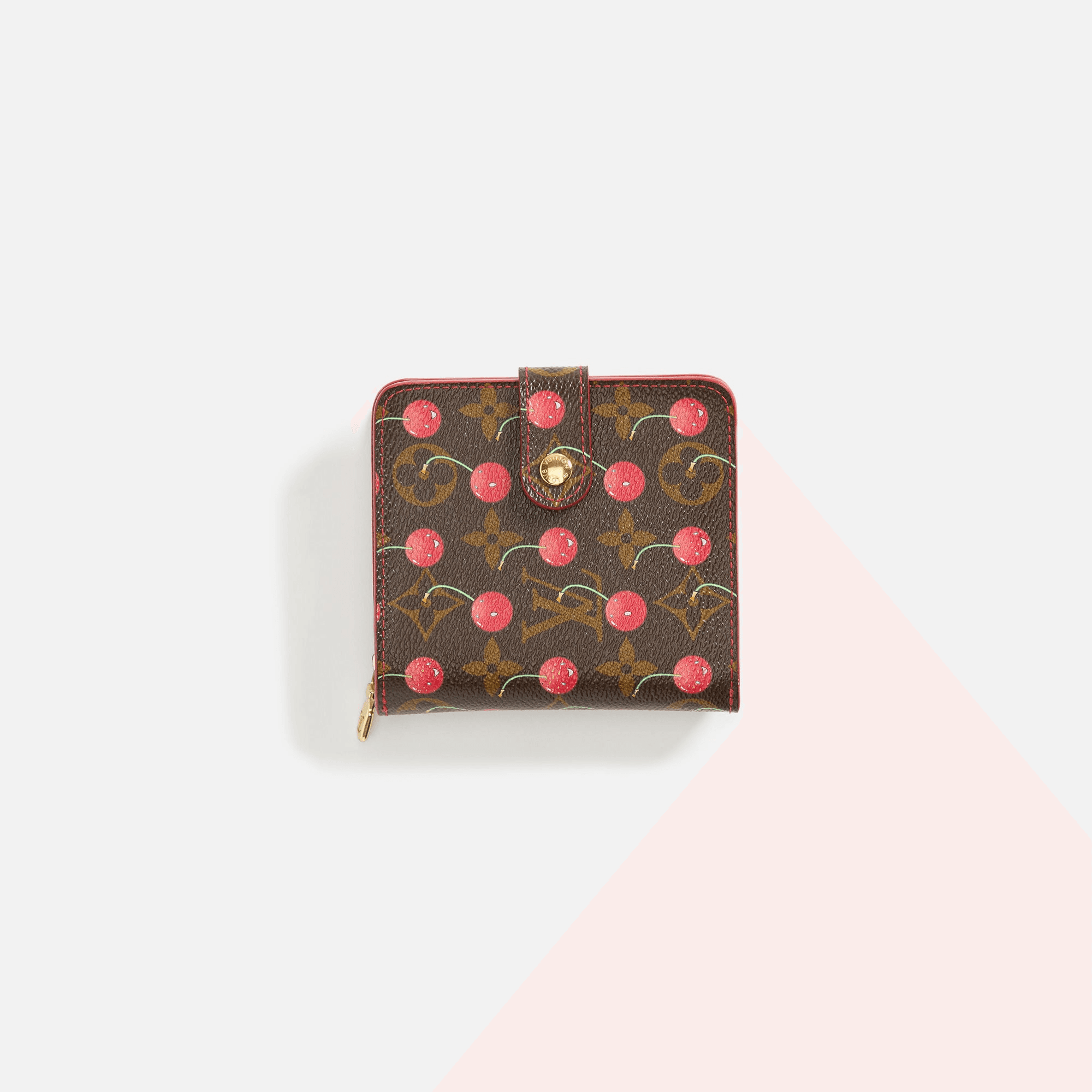WGACA Louis Vuitton x Takashi Murakami Cherry Zippy Compact Wallet - Brown