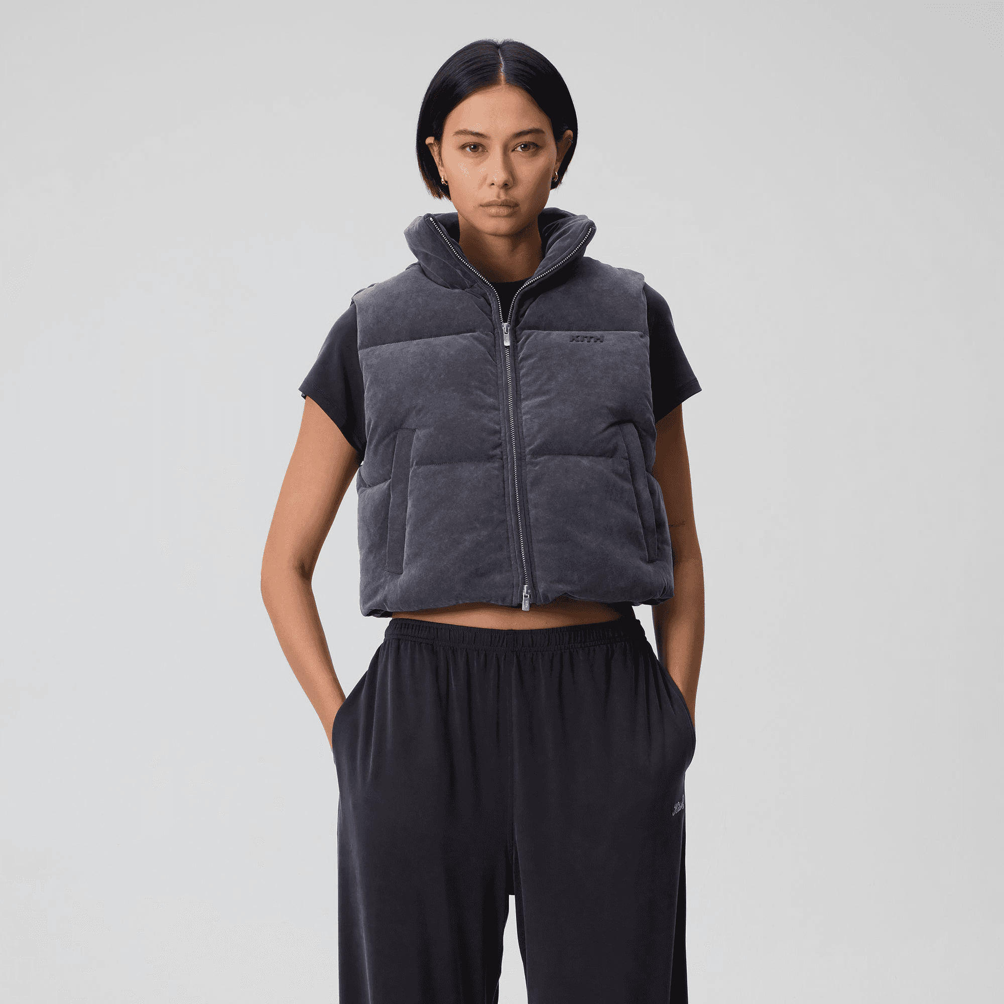 Kith Women Holt Sueded Jersey Vest - Black — Image 5