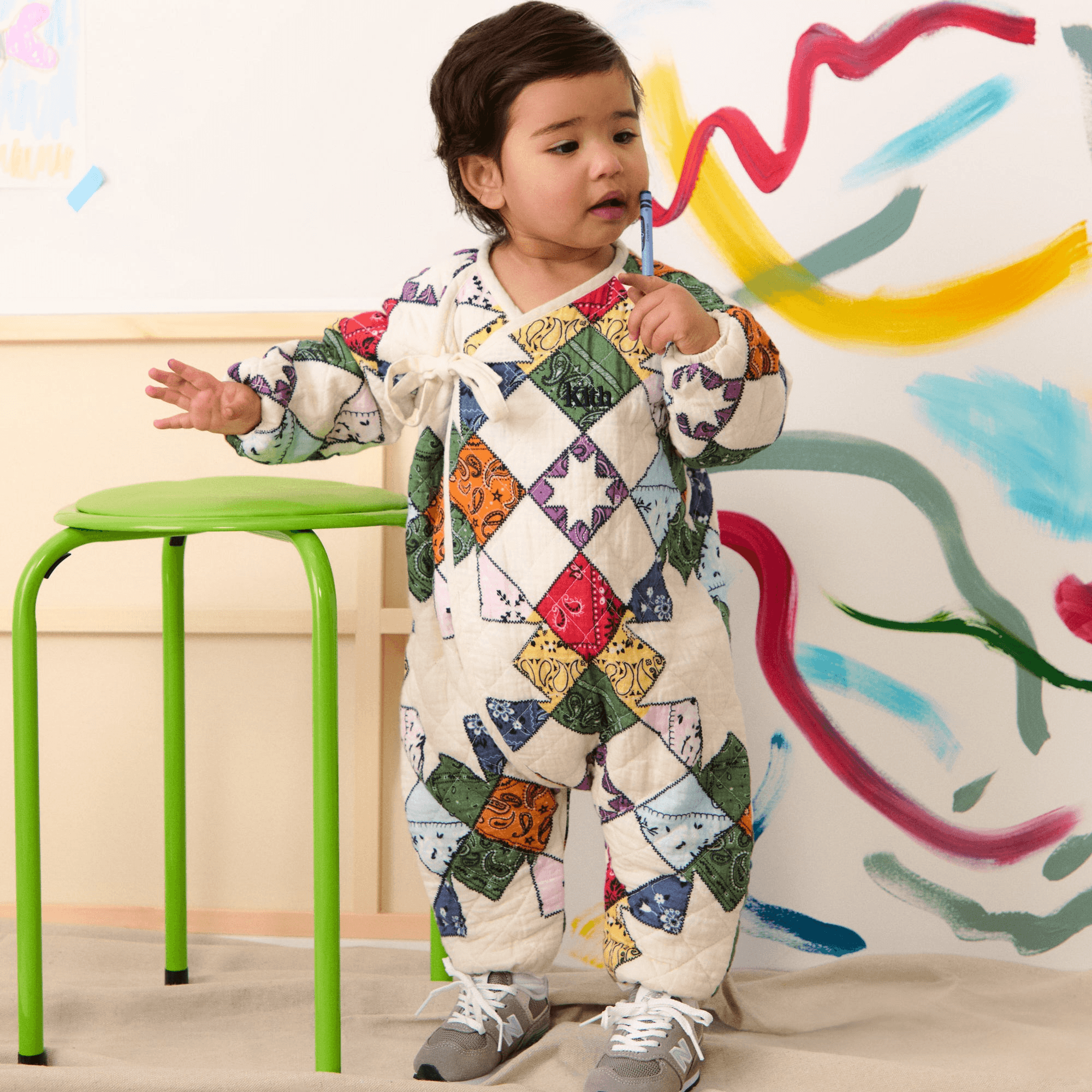 Kith Baby Quilted Patchwork Coverall - Sandrift — Image 4