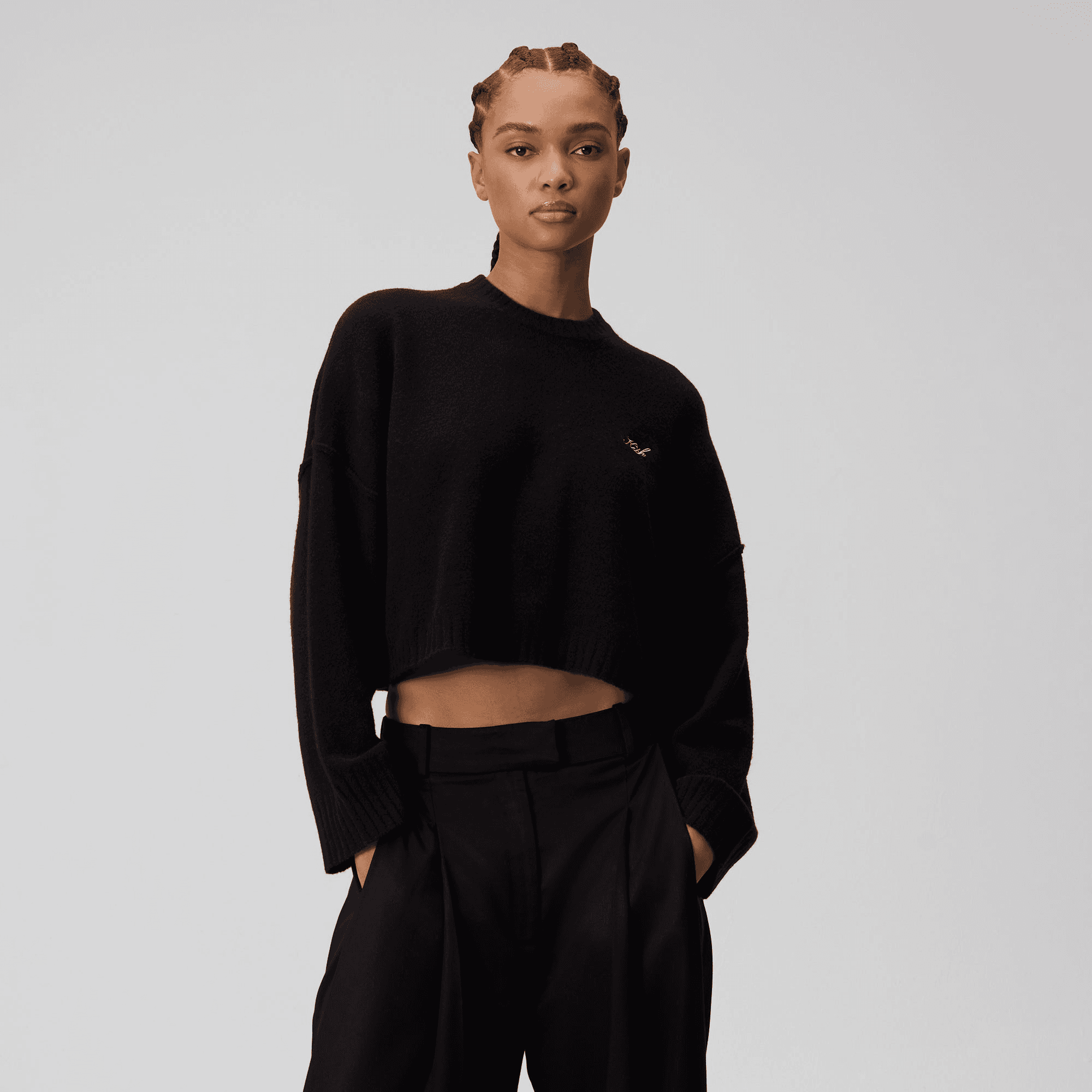 Kith Women Freja Cropped Sweater - Black — Image 4