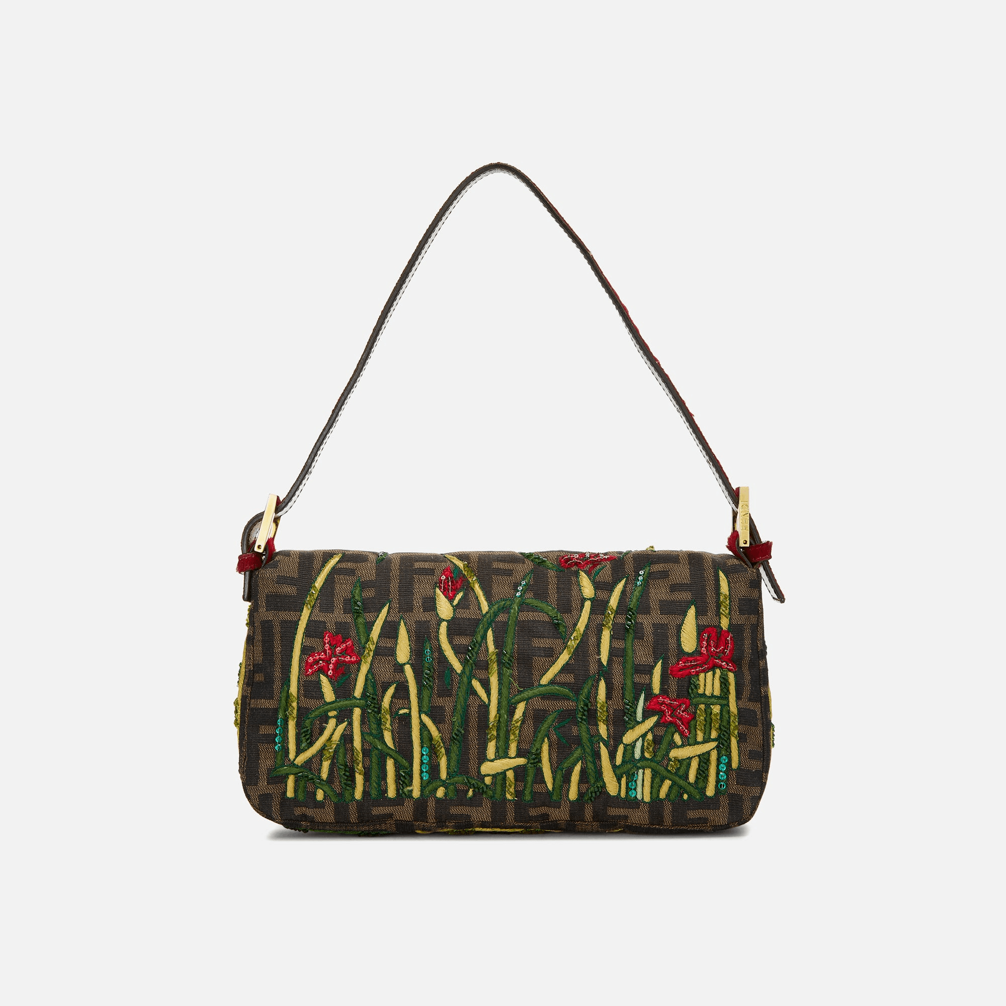WGACA Fendi Embroidered Baguette - Red — Image 2