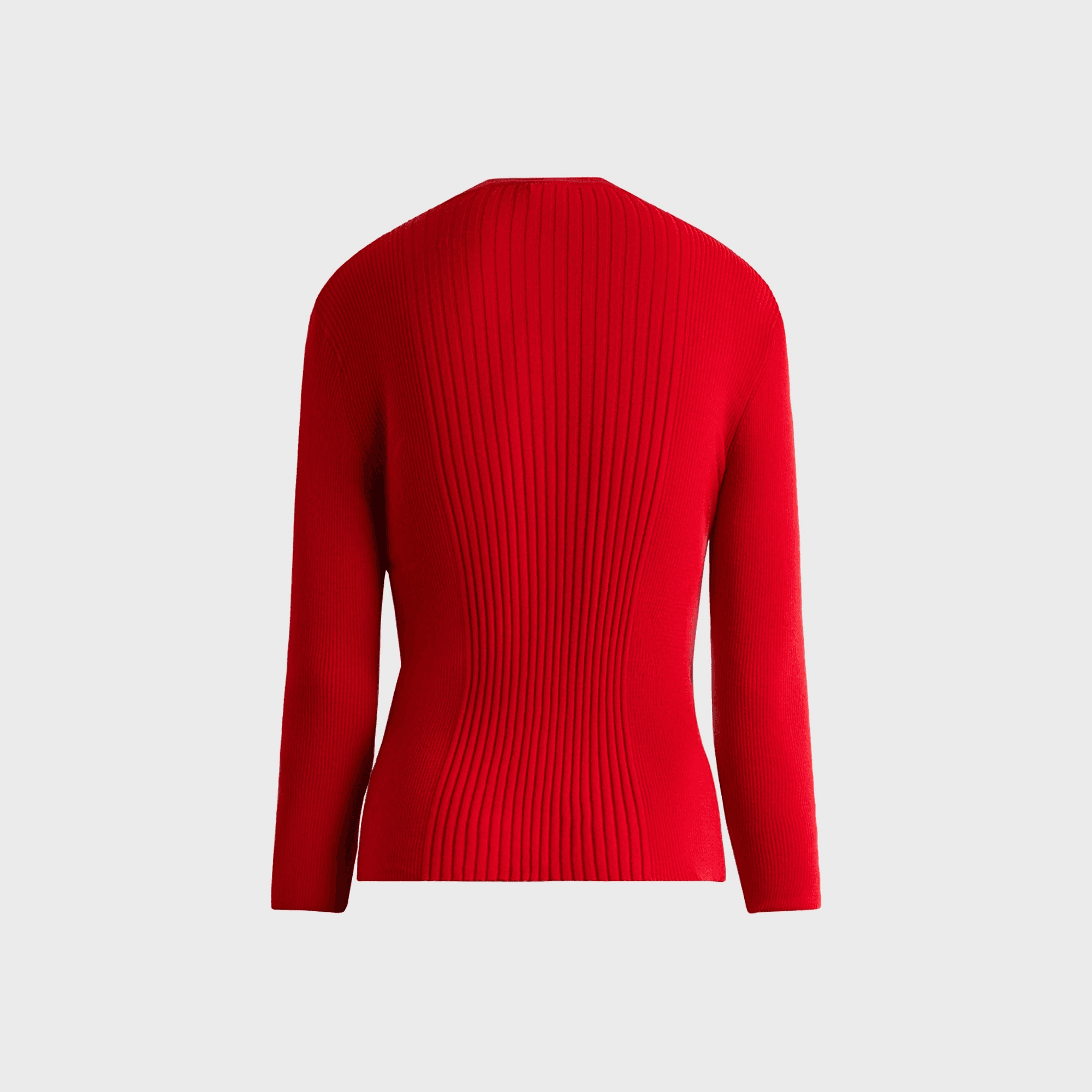 Second Skin Light Weight Vary Rib Knit Cardigan - Red — Image 2