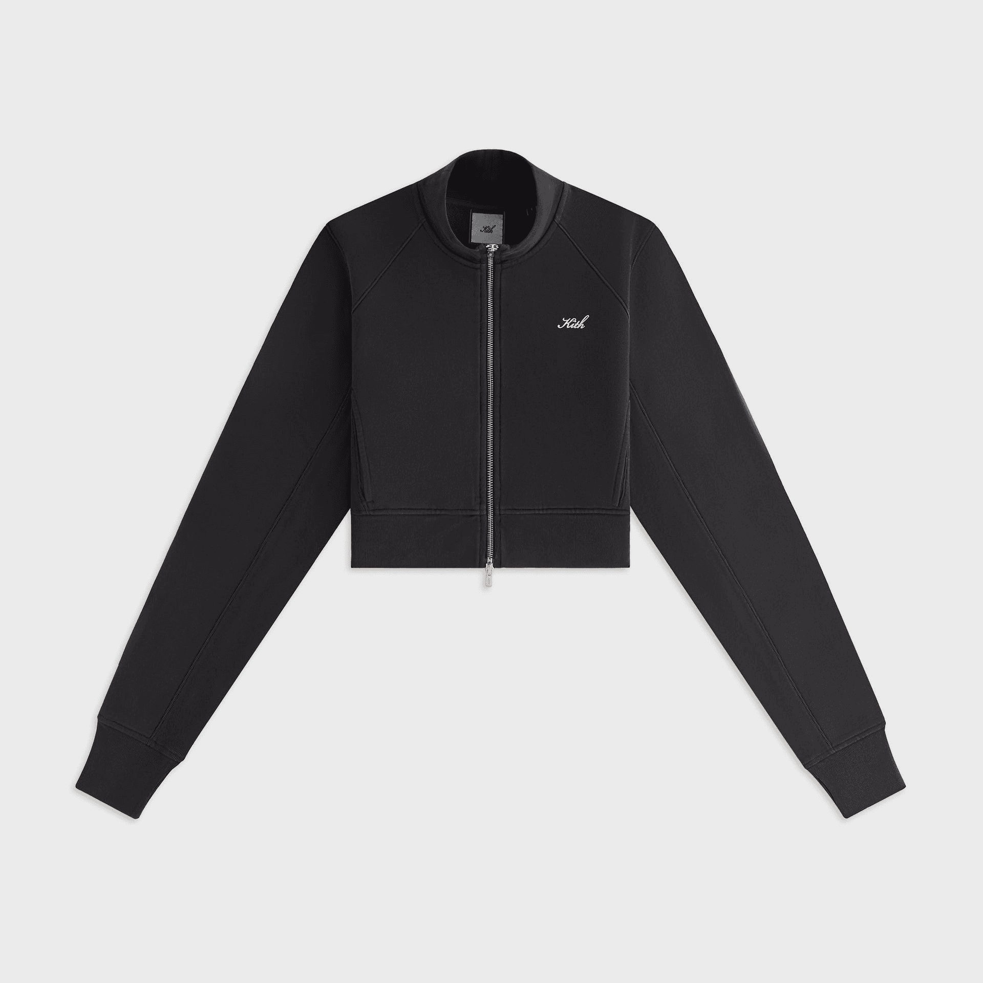 Kith Women Davin Cropped Fleece Track Zip - Black — Image 5