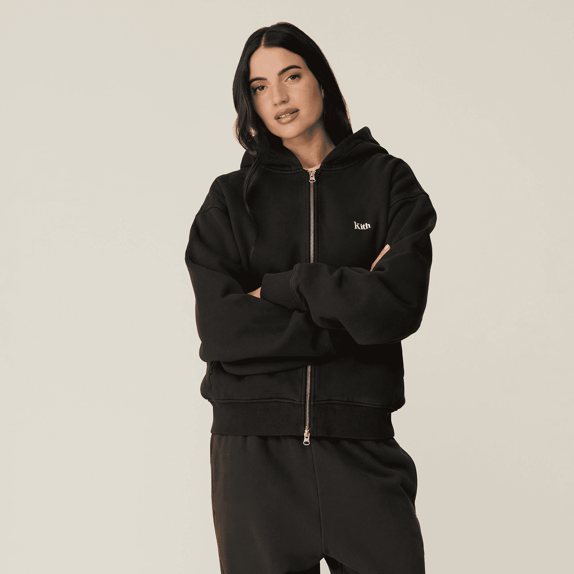 Kith Women Tanner Full Zip Hoodie - Black — Image 4