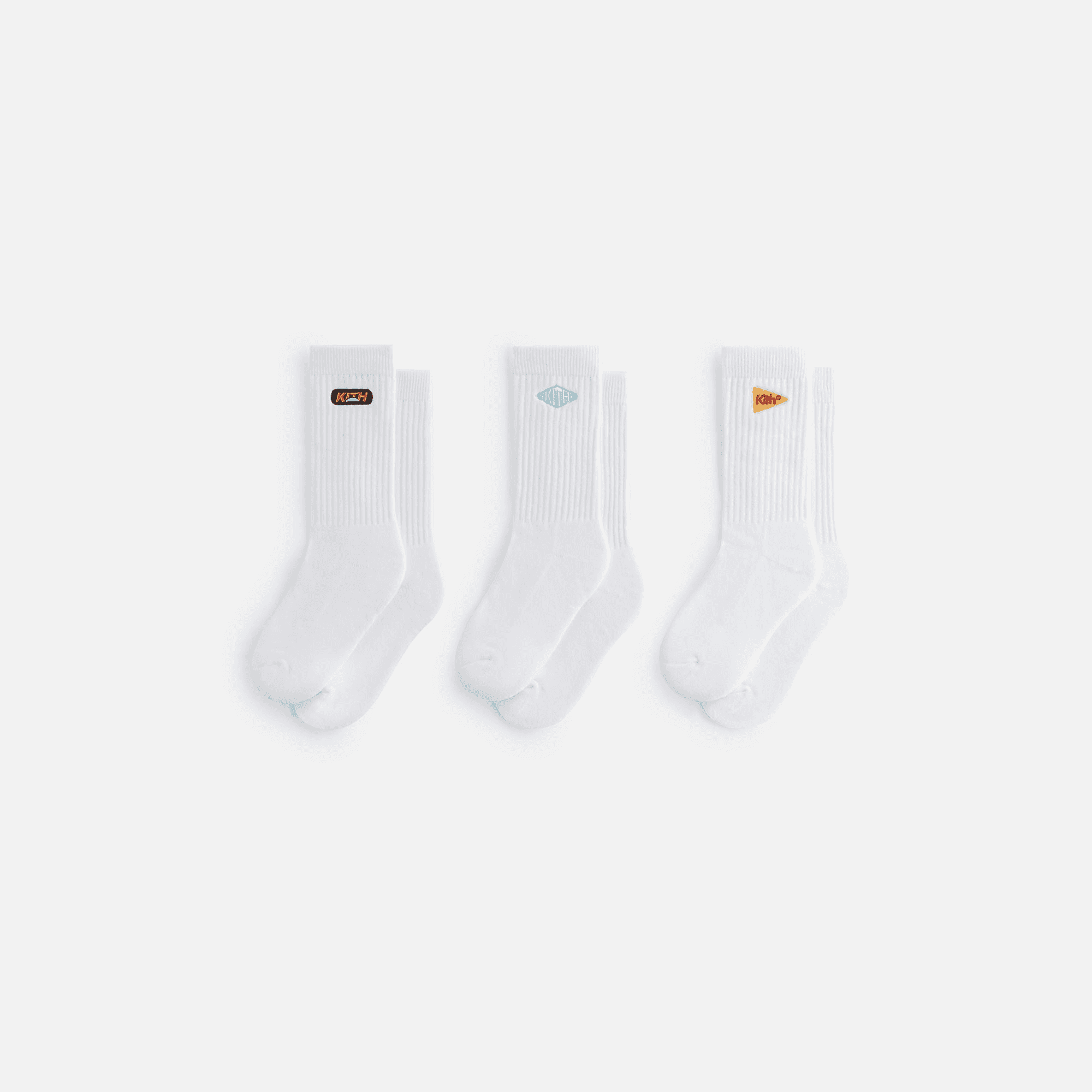 Kith Kids Graphic Crew 3 Pack Sock - White