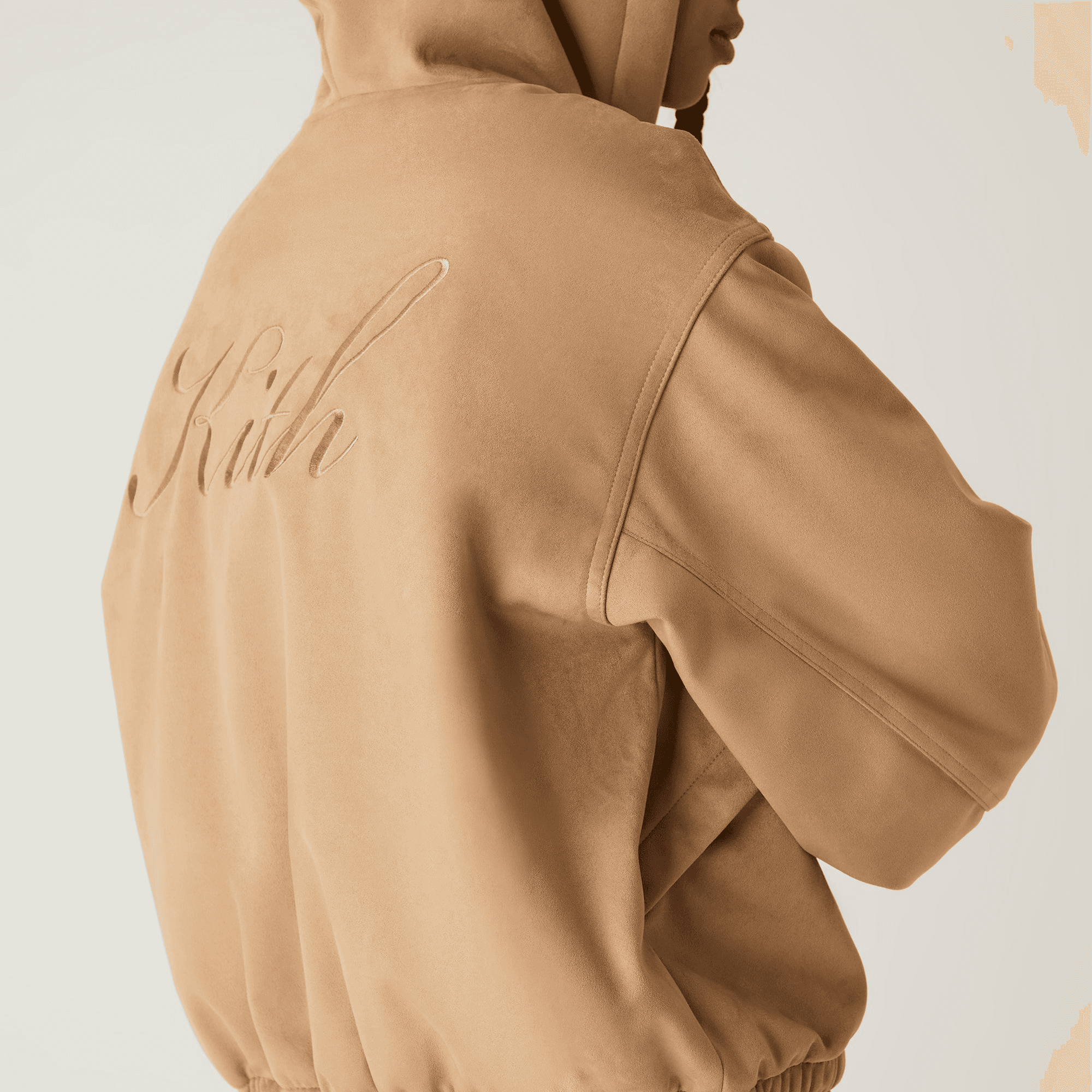 Kith Women Nylas Microsuede Zip Hooded Bomber - Birch — Image 6