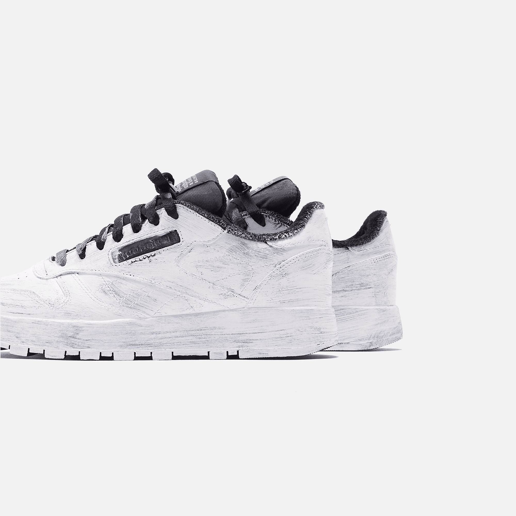 adidas Consortium x Reebok x Margiela Classic Leather Tabi Hand Painted - White / Black — Image 2