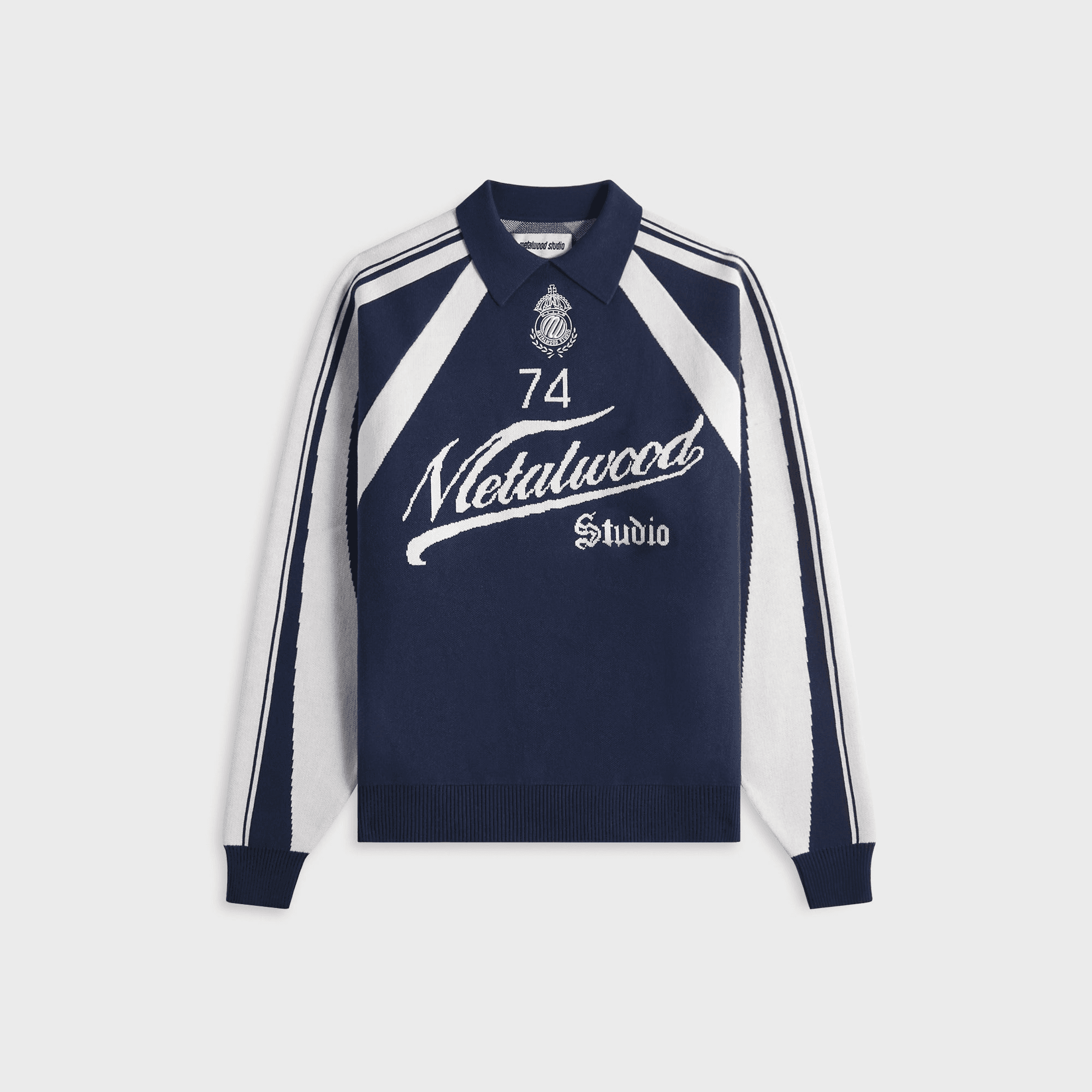 Metalwood Knit Football Top - Navy