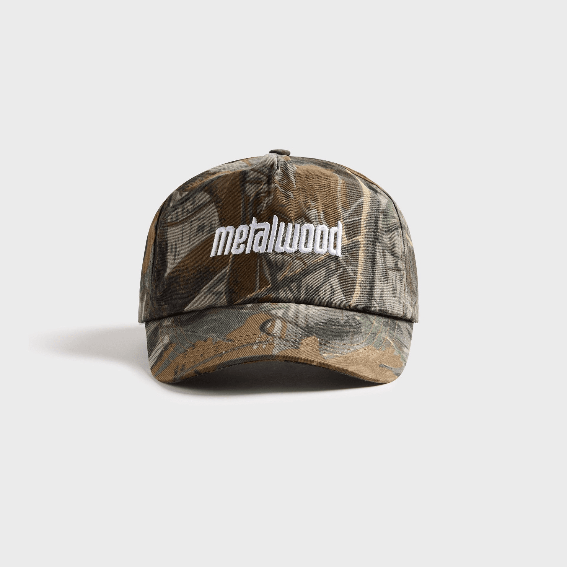 Metalwood Metal Logo 5 Panel Cap - Real Leaf Camo — Image 3