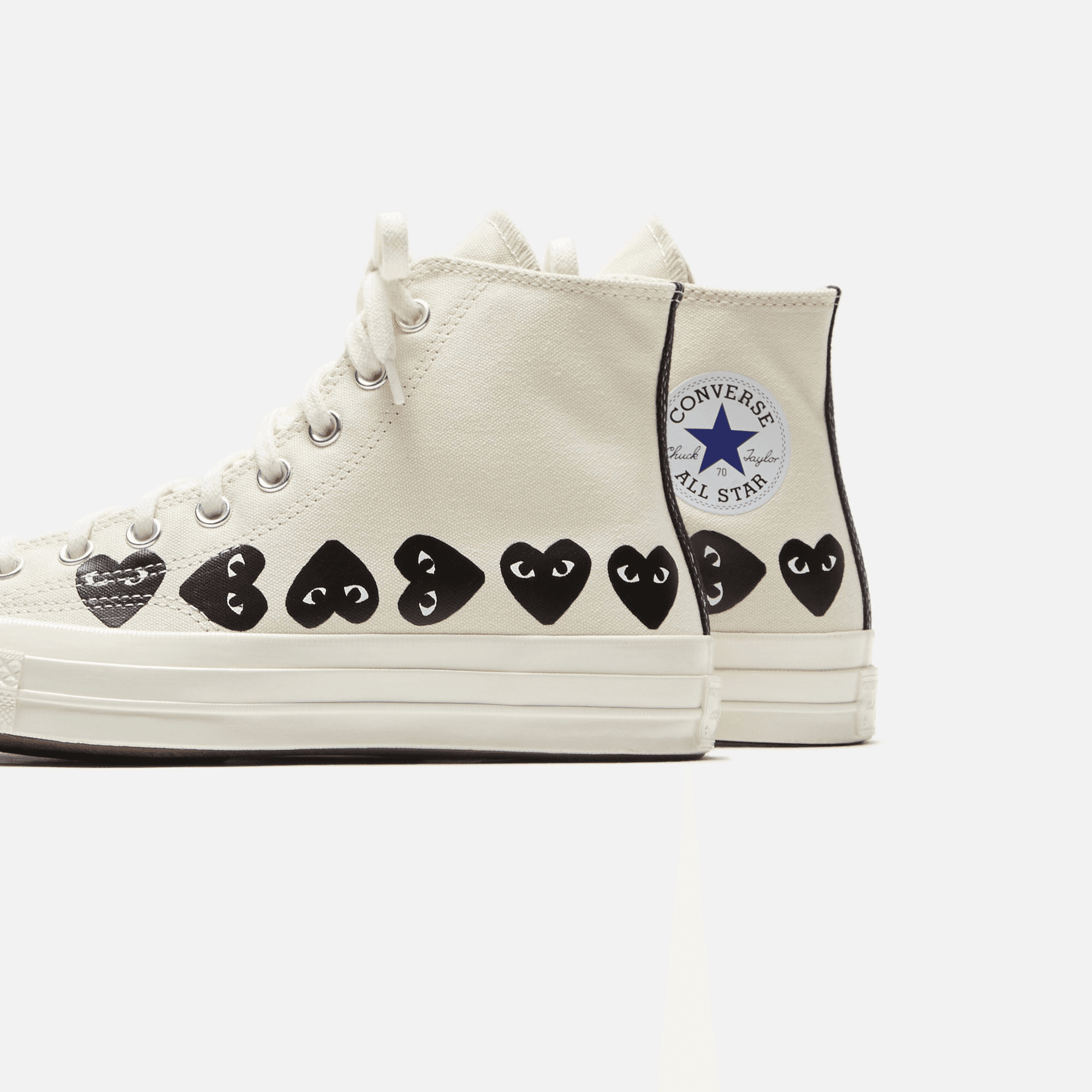 Comme Des Garçons Play x Converse Multi Heart High Top - Beige / Black — Image 3