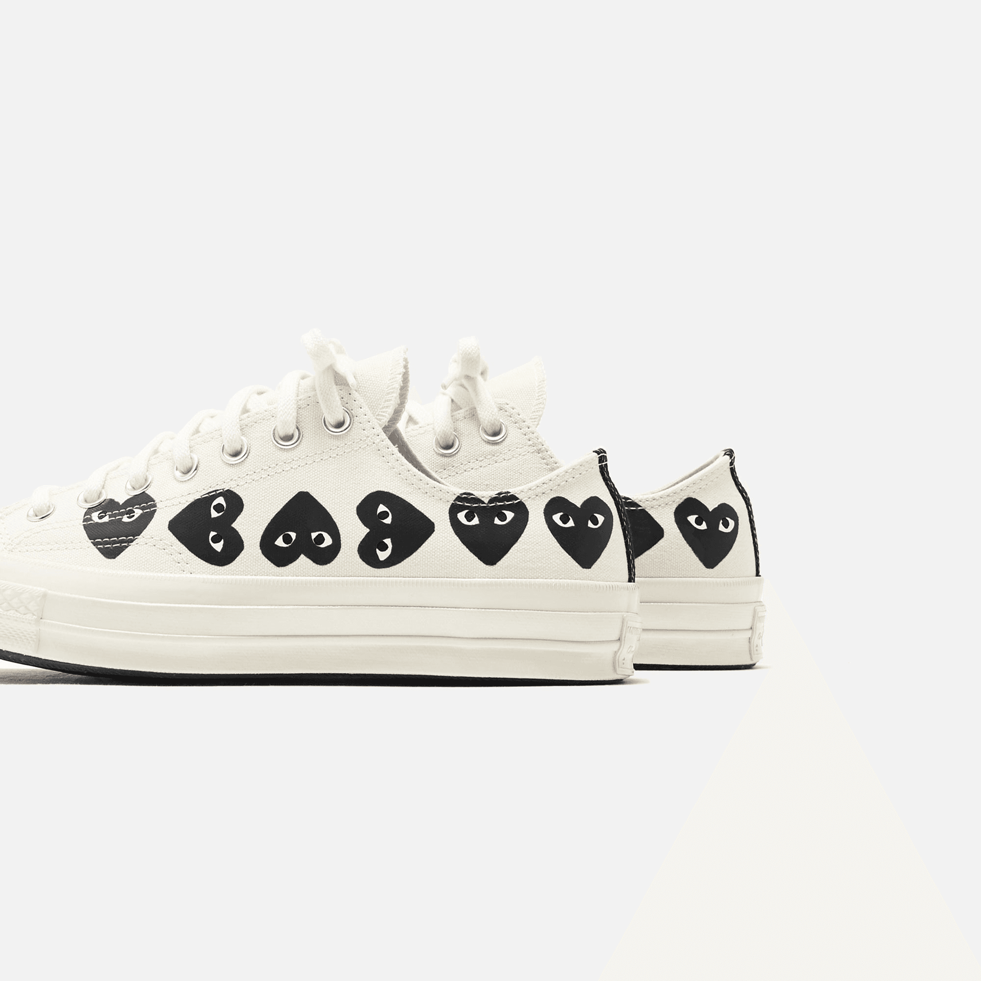 Comme Des Garçons Play x Converse Multi Heart Low Top - Beige / Black — Image 2