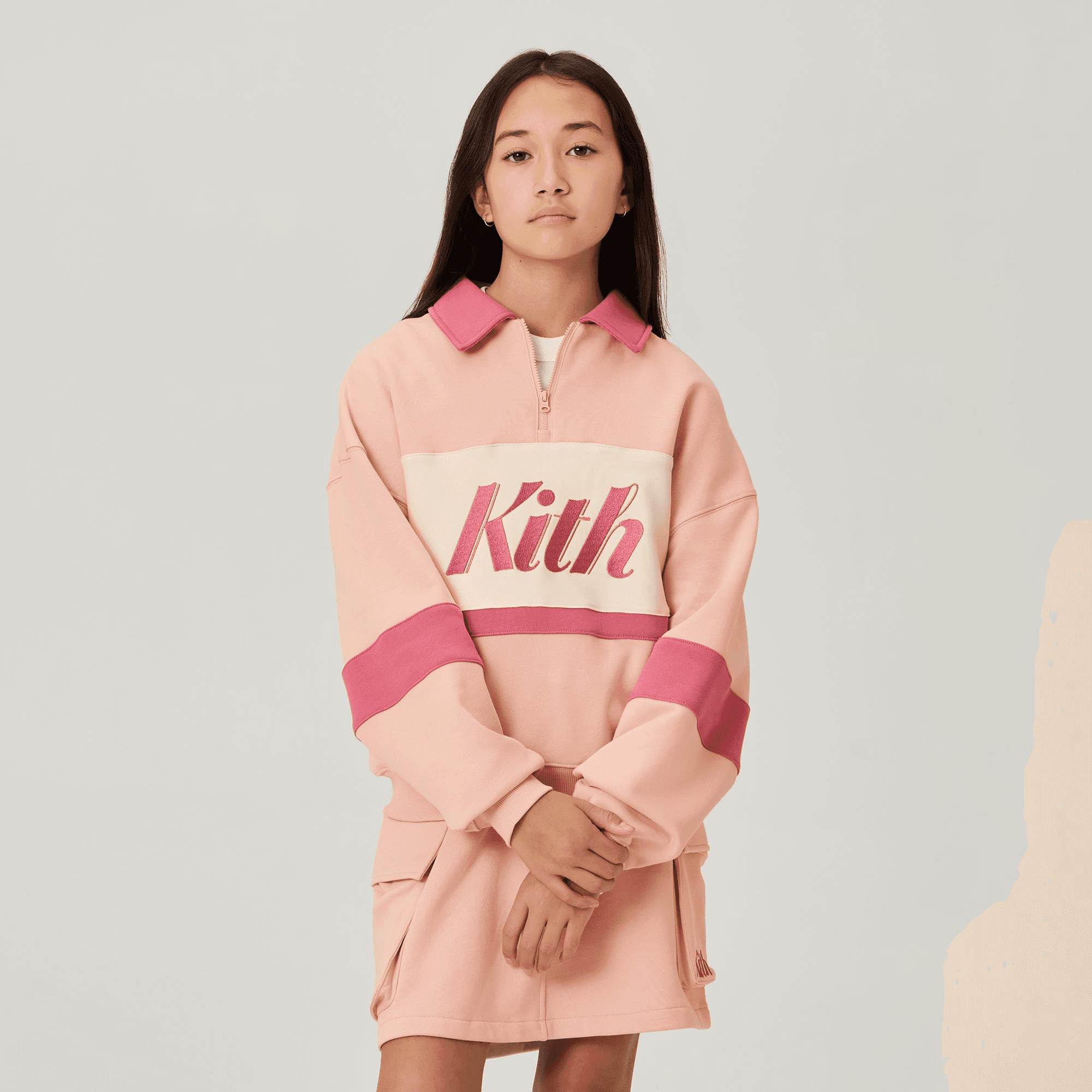Kith Kids Nelson Quarter Zip Rugby - Peach Powder — Image 5