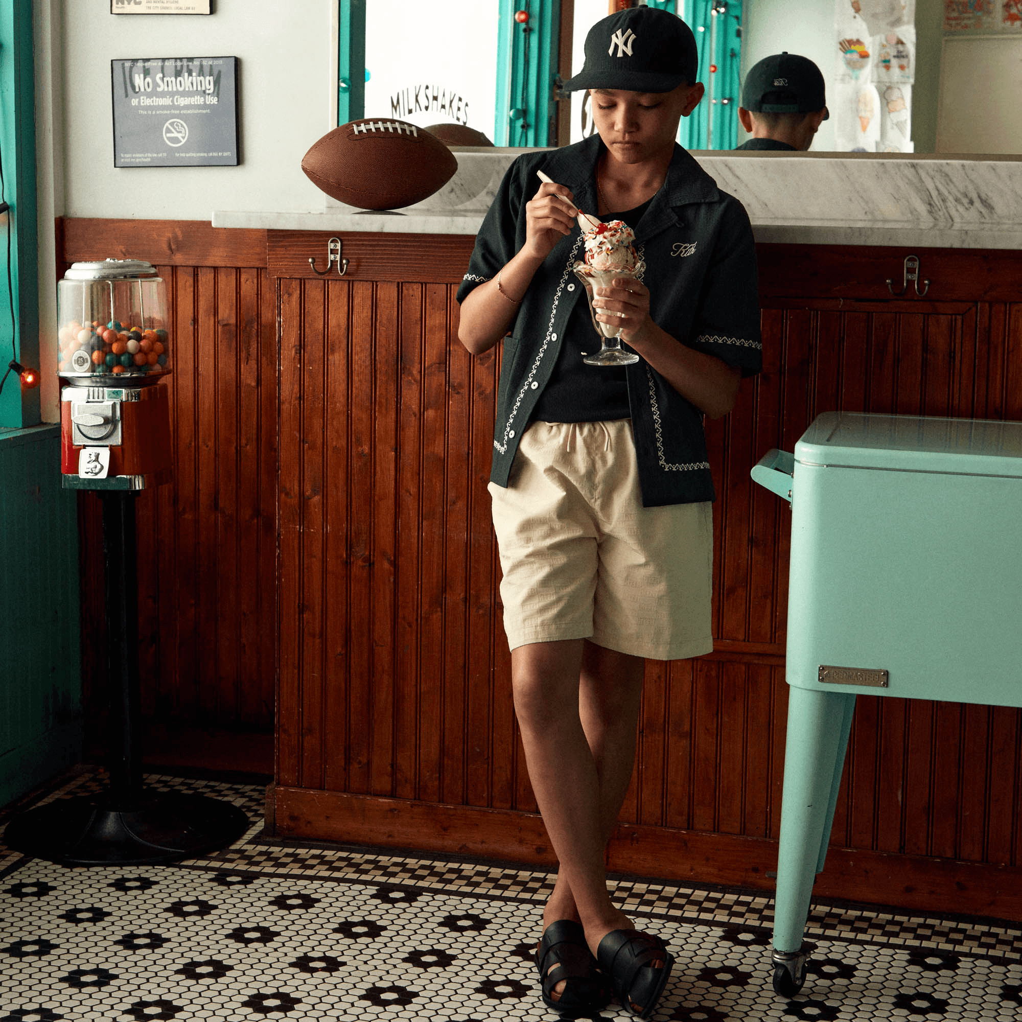 Kith Kids Flocked Monogram Micah Short - Veil — Image 3