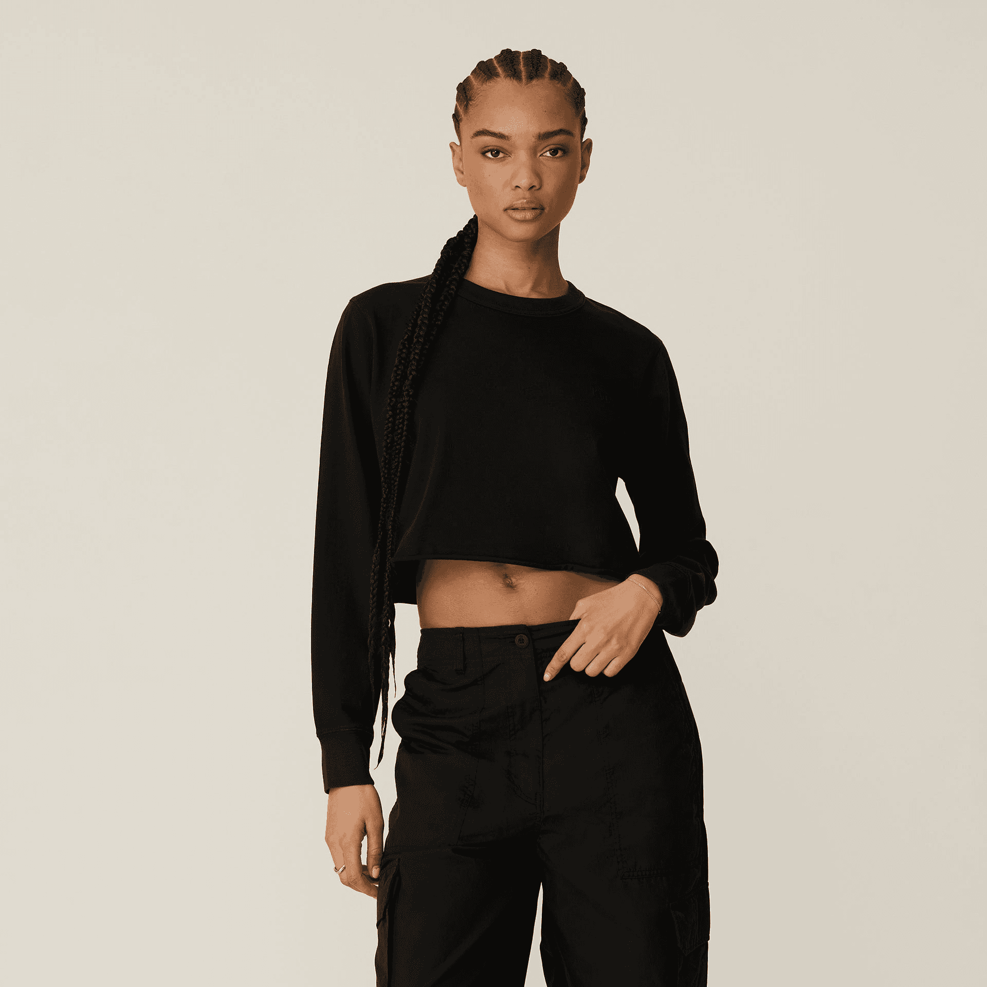 Kith Women Lucy Cropped Long Sleeve II Tee - Mass — Image 4