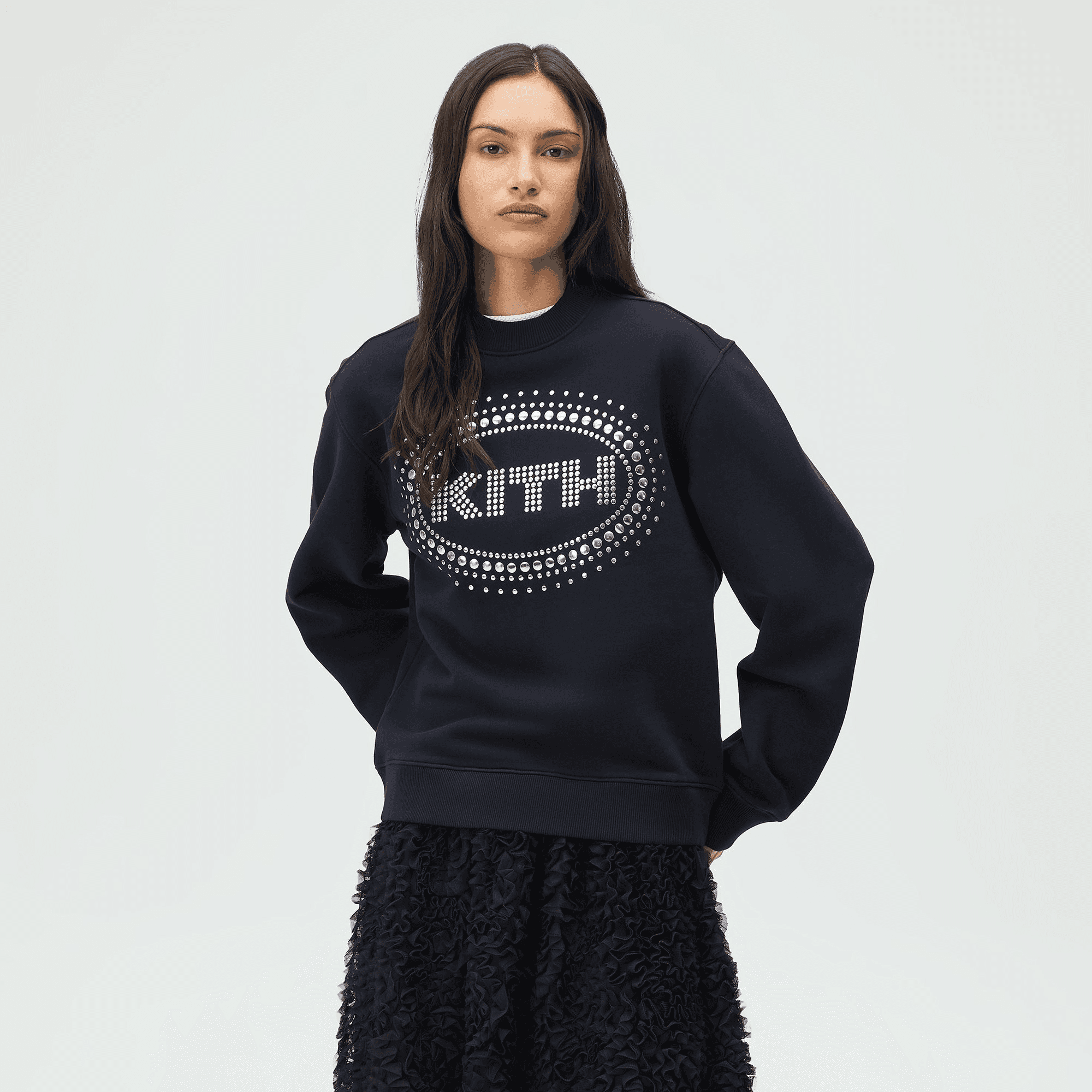 Lisa for Kith Women Ashwin Studded Crewneck - Black — Image 4