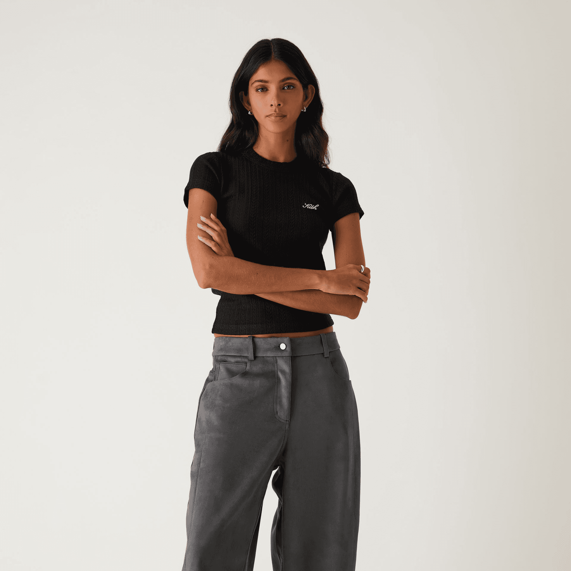 Kith Women Mulberry IV Pointelle Tee - Black — Image 6