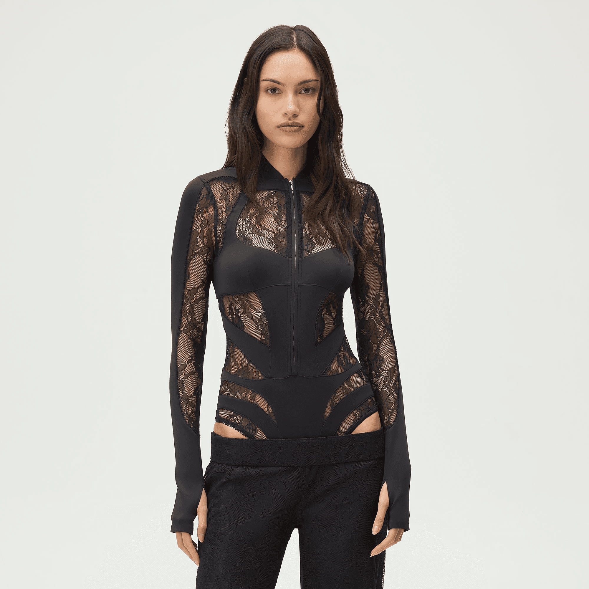 Lisa for Kith Women Vier Lace Paneled Bodysuit - Black — Image 4