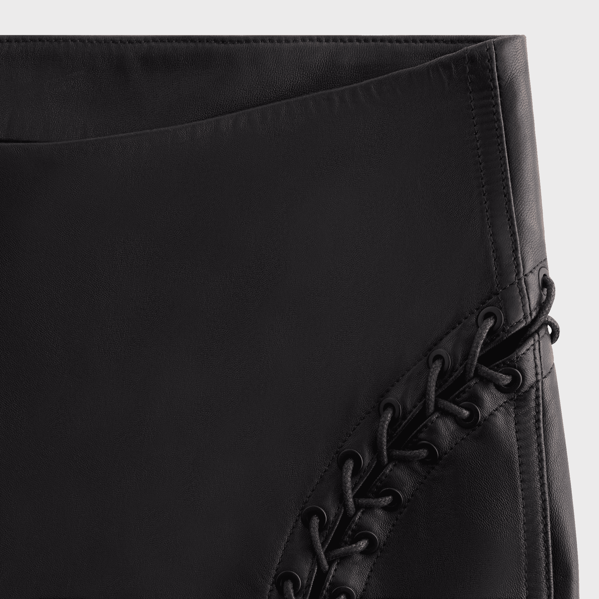 Lisa for Kith Women Cerise Leather Lace Up Pant - Black — Image 3