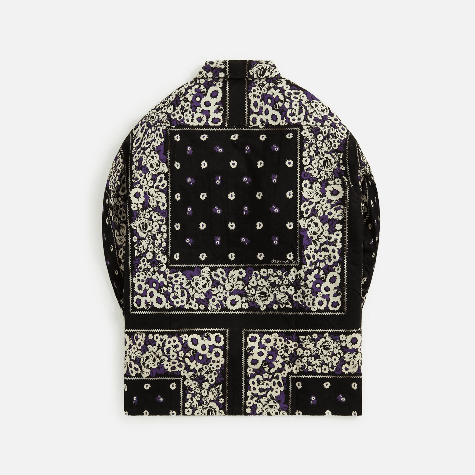Noma Flannel Open Collar Shirt - Draw Your Garden Black — Image 2
