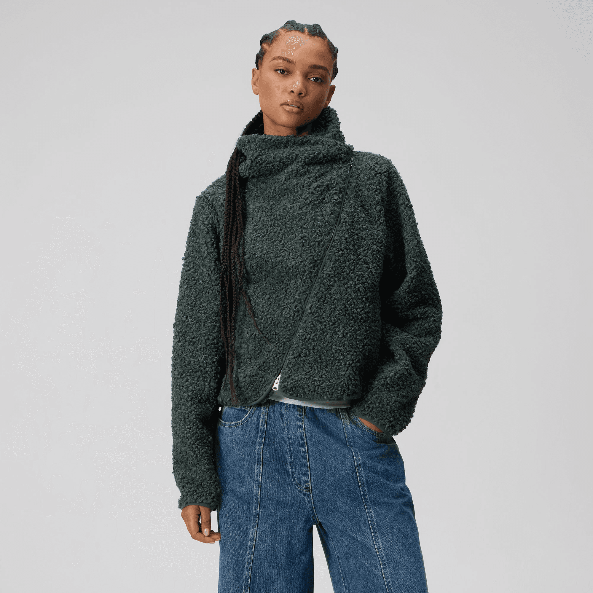 Kith Women Helia Sherpa Asymmetrical Jacket - Machine — Image 4
