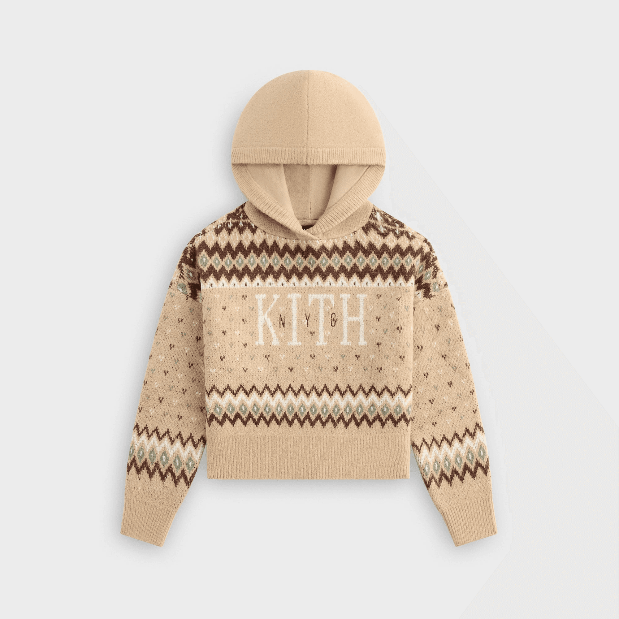 Kith Kids Novelty Fair Isle Nelson Hoodie Sweater - Mocha Heather