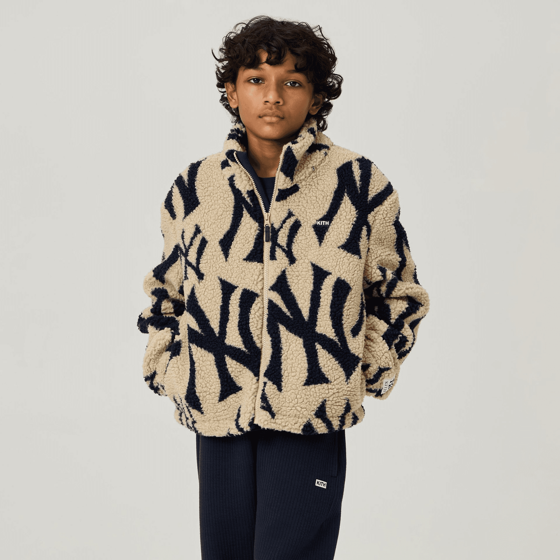Kith Kids for the New York Yankees Lloyd Sherpa Jacket - Canvas — Image 7