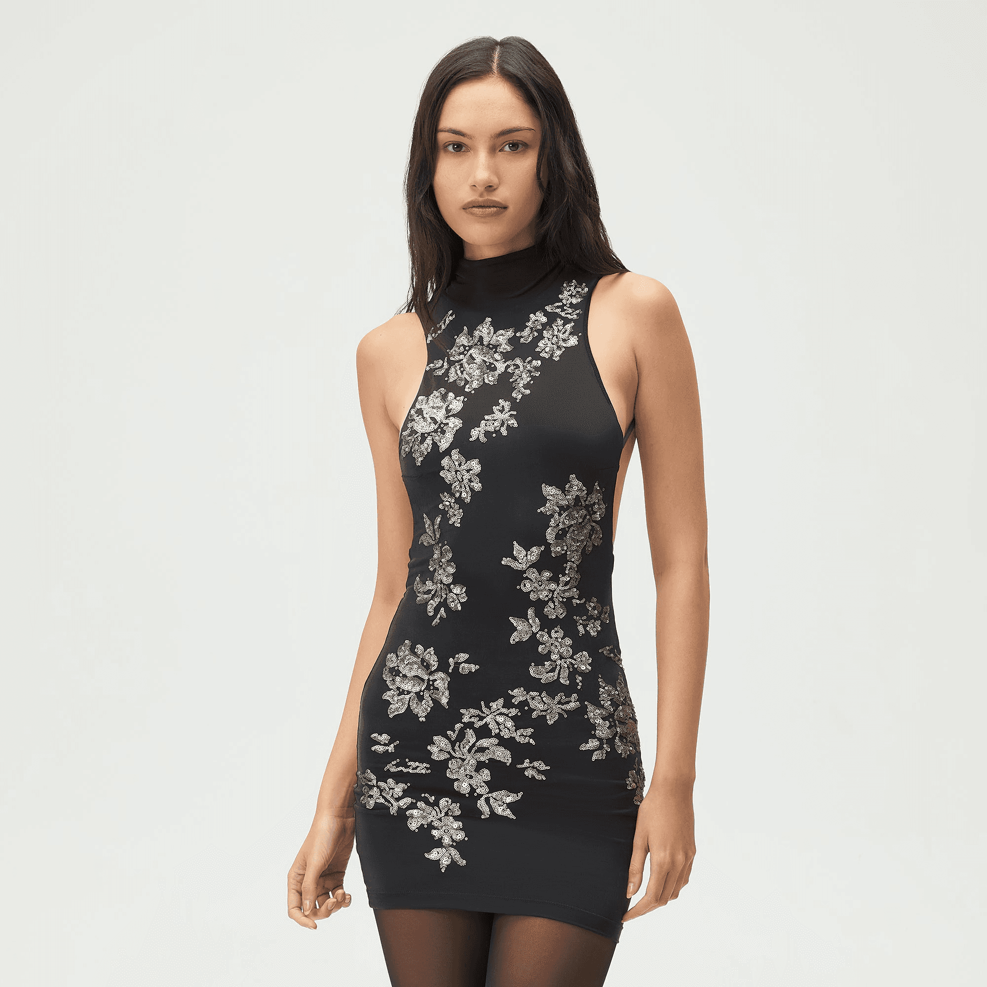 Lisa for Kith Women Nina Embellished Backless Mini Dress - Black — Image 5