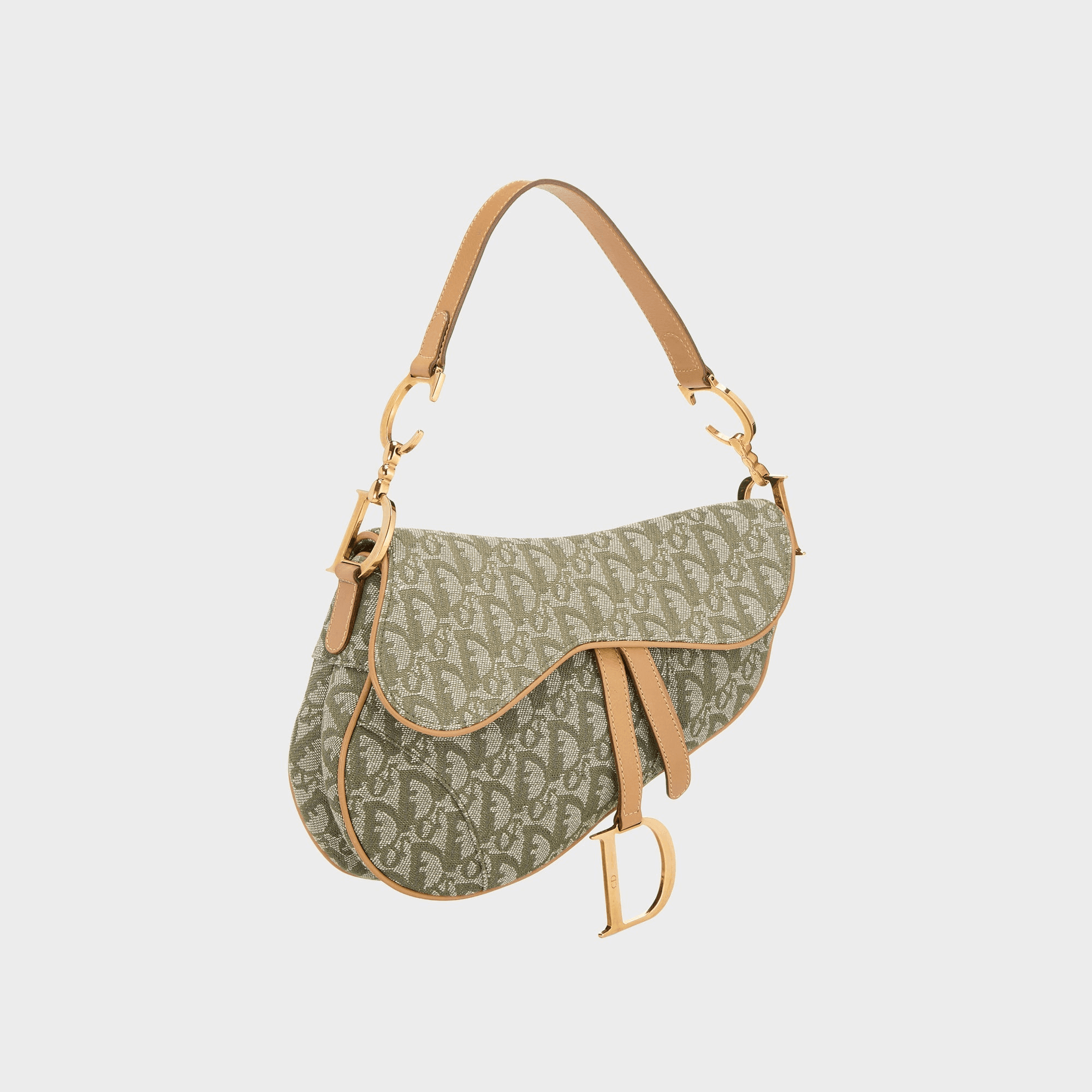 WGACA Dior Green Trotter Saddle Bag - Green / Beige — Image 4