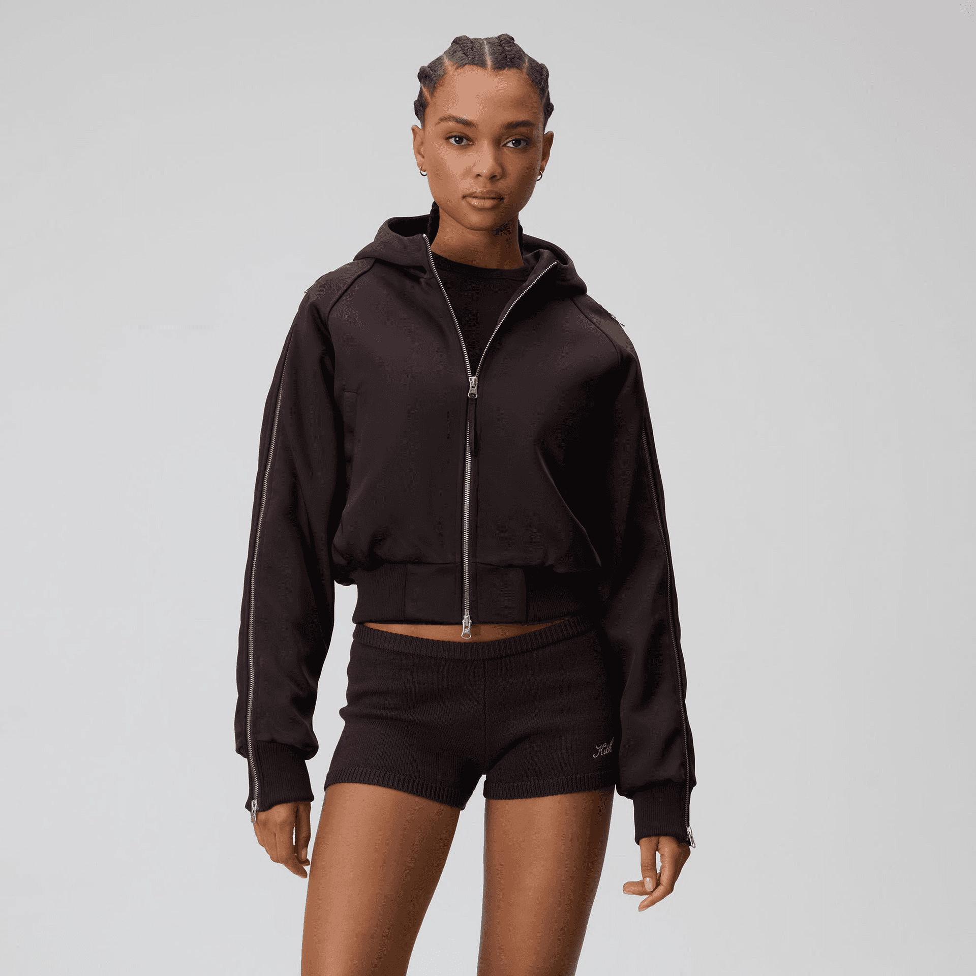 Kith Women Simra Satin Zip Sleeve Bomber - Incognito — Image 4